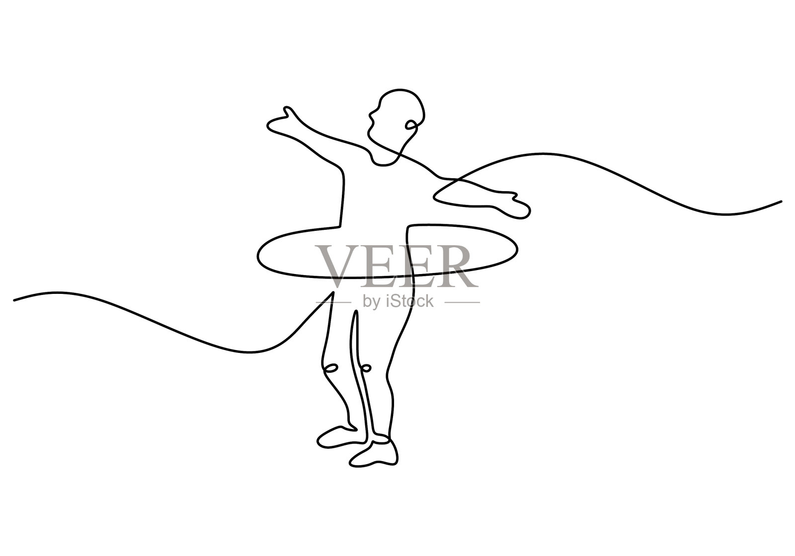 一个连续的单线男人玩呼拉鼓设计元素图片