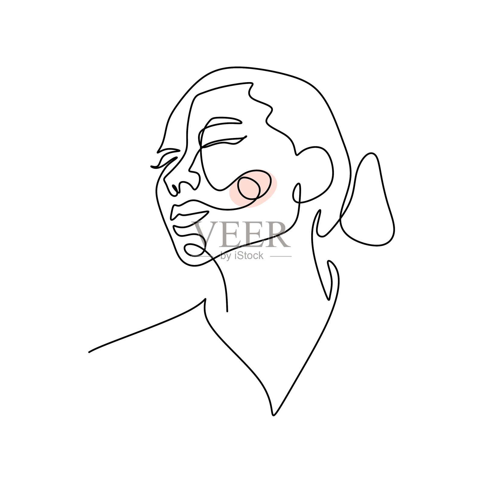 一个连续的单线超现实的女人的脸设计元素图片