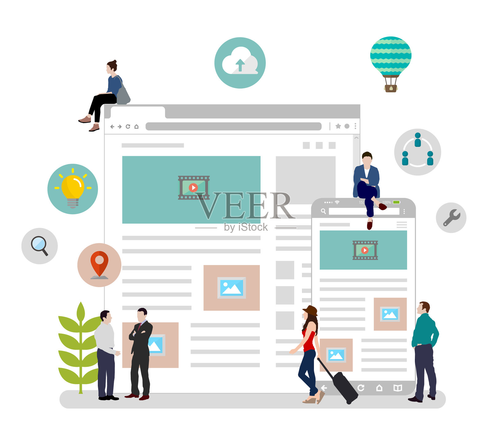 互联网浏览器在线网络全球设计元素图片