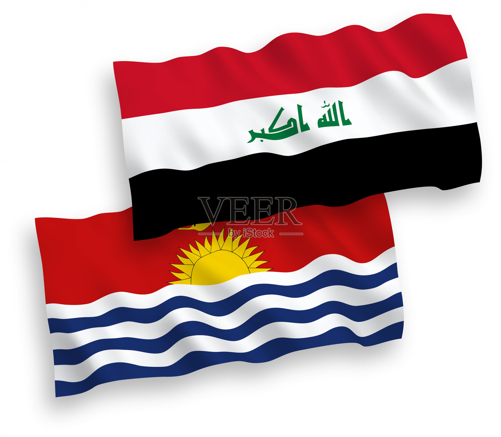 白色的基里巴斯共和国和伊拉克国旗设计元素图片