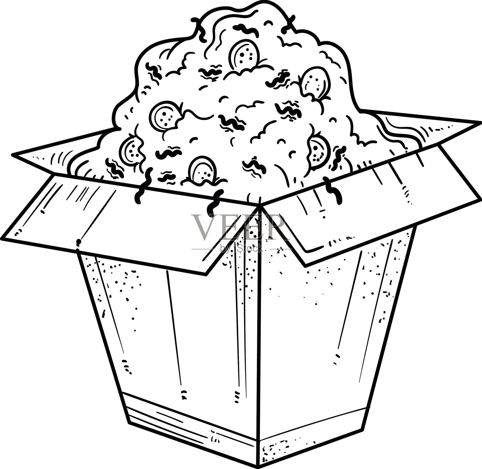 大米在盒子里食物涂鸦设计元素图片