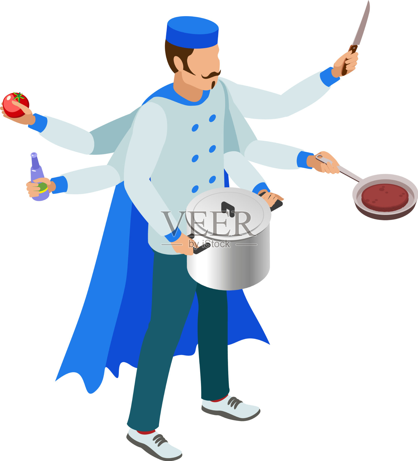 超级英雄厨师等距合成设计元素图片