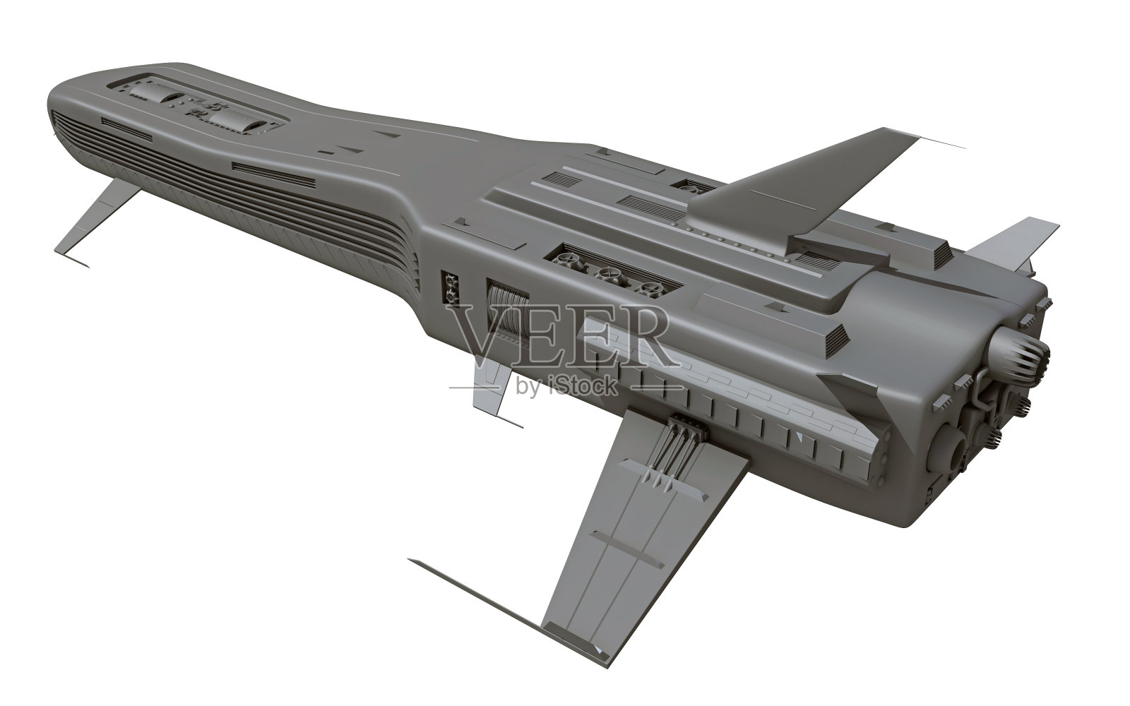 白色背景上的宇宙飞船3D渲染照片摄影图片