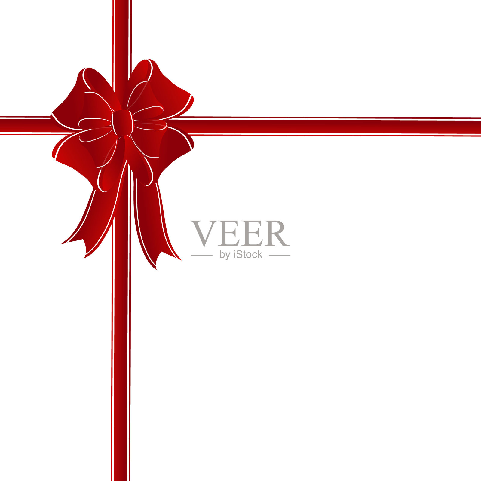 礼盒上有红色蝴蝶结和彩带。插画图片素材