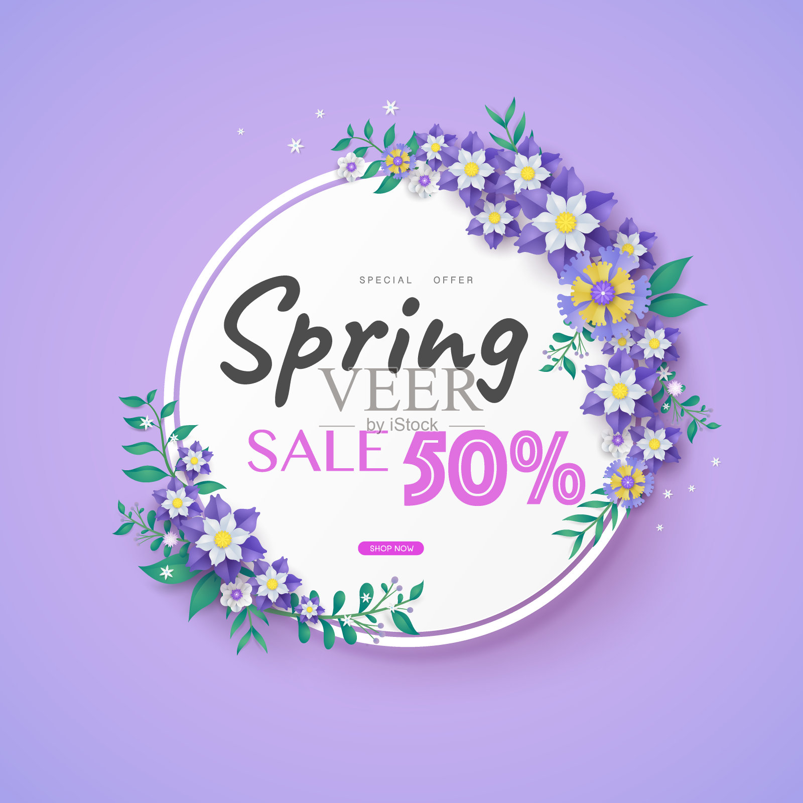 花剪纸剪纸在矢量艺术设计与现实的阴影在柔和的颜色基调。用于杂志、网页、商场招牌等添加文字标签的框架或空间。插画图片素材