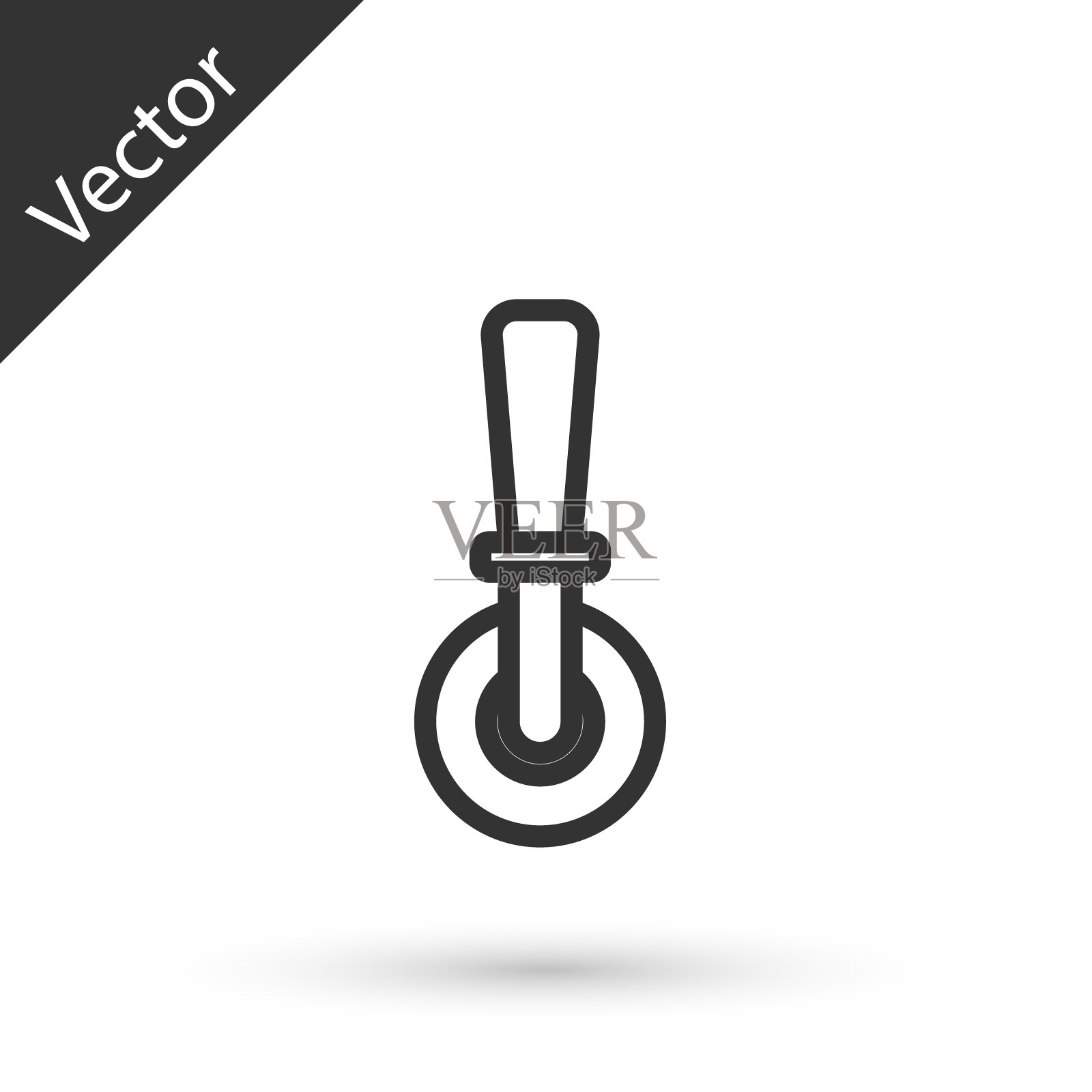 灰线披萨刀图标孤立在白色背景。切披萨的标志。钢制厨具设备。向量图标素材