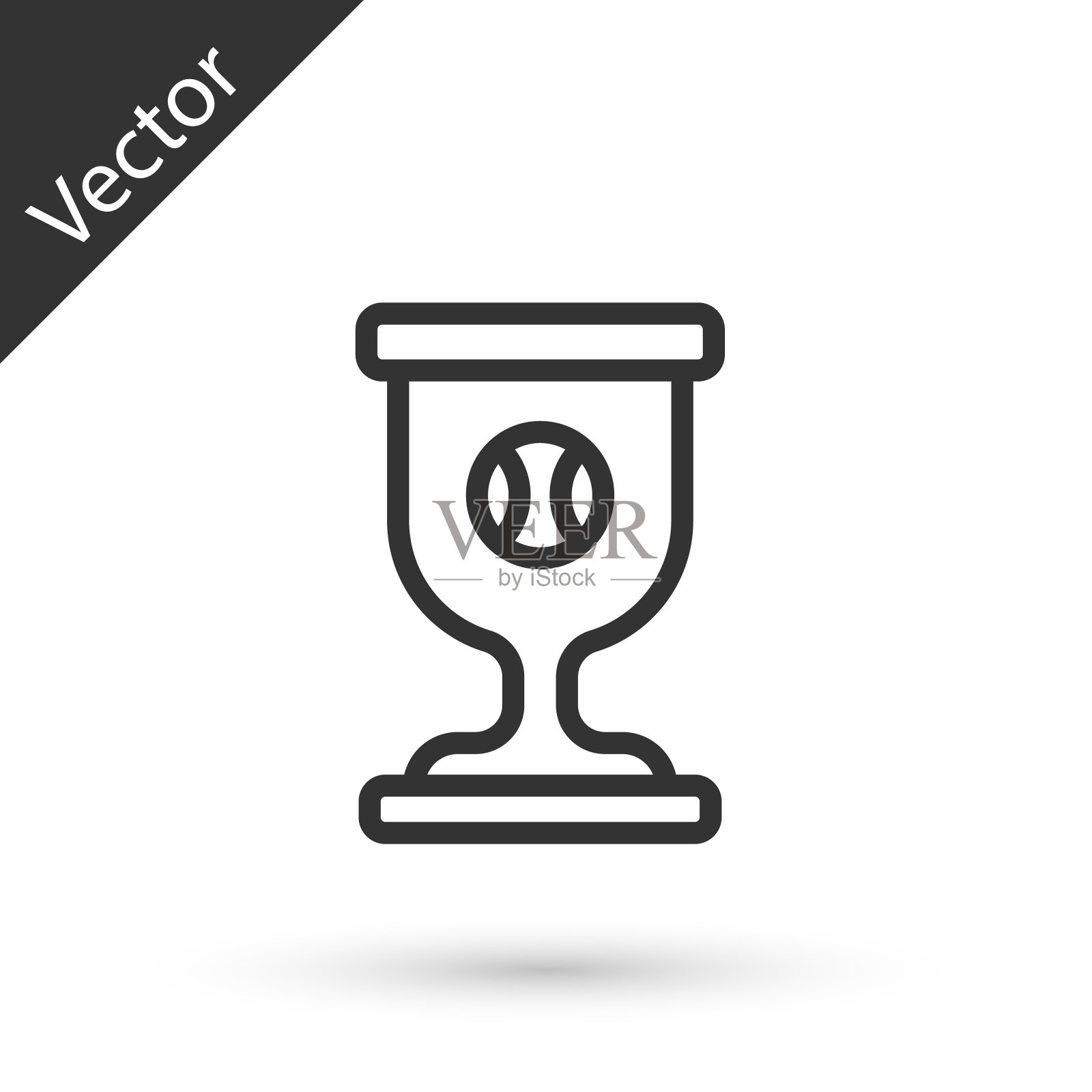 灰线奖杯与棒球图标孤立在白色背景。冠军奖杯标志。冠军或比赛奖杯。体育运动的成就。向量插画图片素材