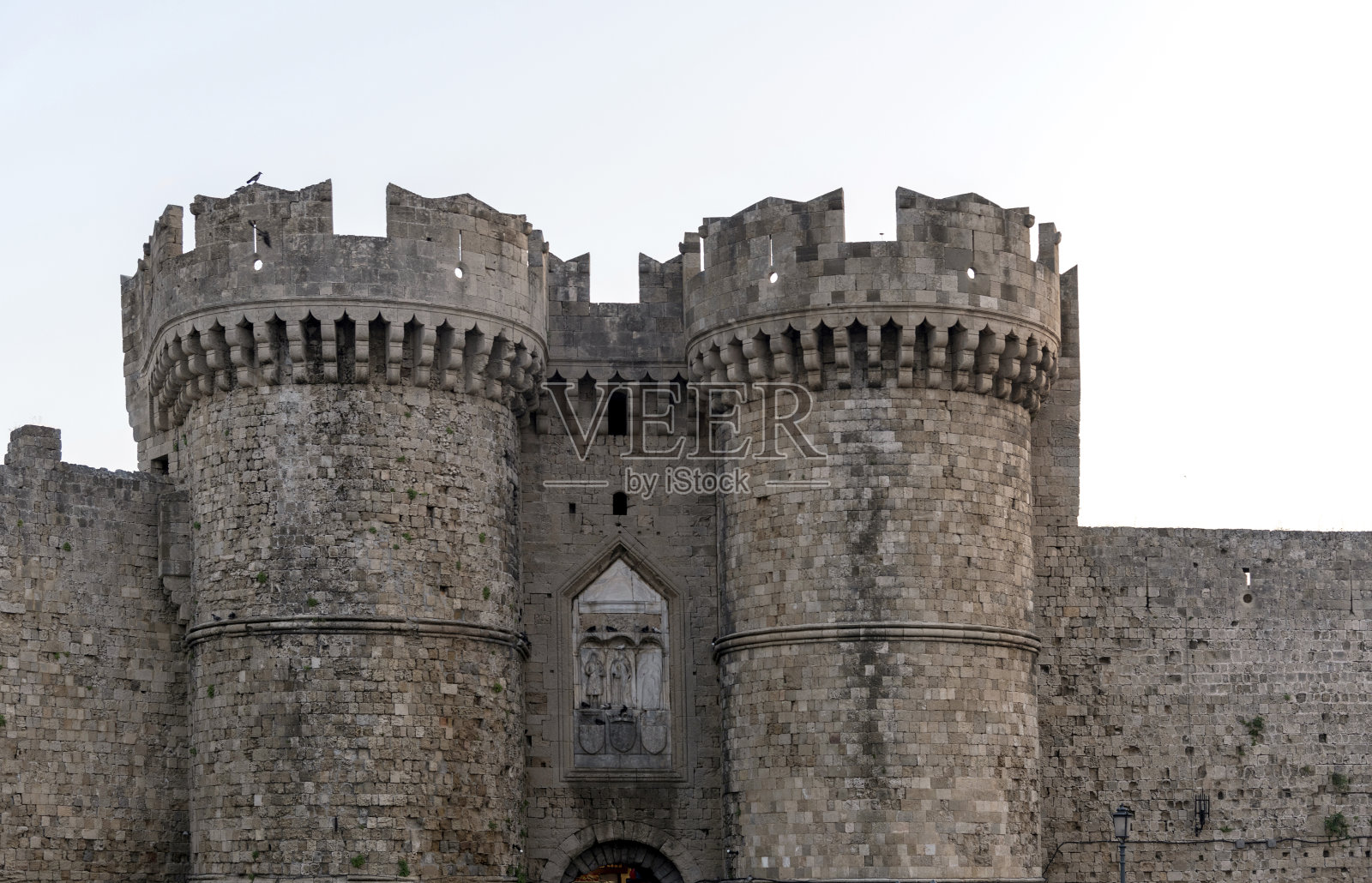 希腊罗德岛老城堡垒的细节照片摄影图片