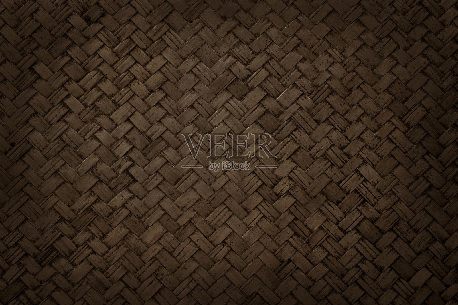 旧棕竹编织纹理背景，编织藤席图案复古风格。照片摄影图片