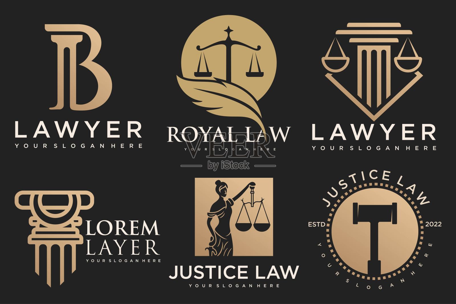 具有创意元素的法律符号合集插画图片素材