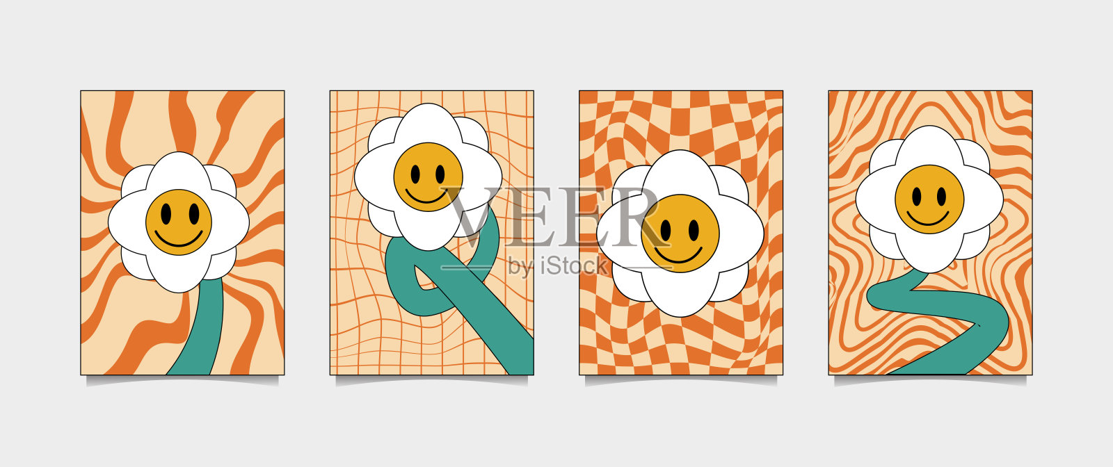 60年代或70年代风格的海报插图，完美的墙壁装饰插画图片素材