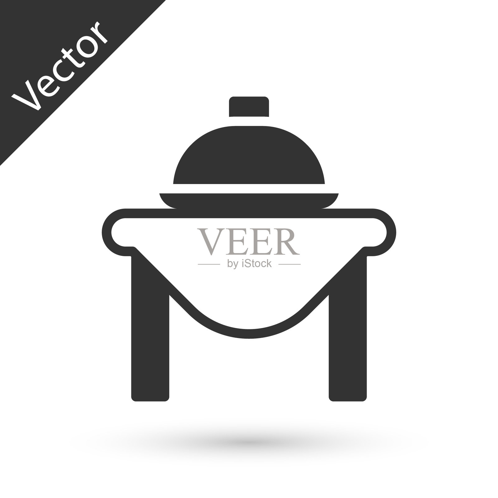 灰色餐桌食物图标孤立在白色背景上。向量插画图片素材