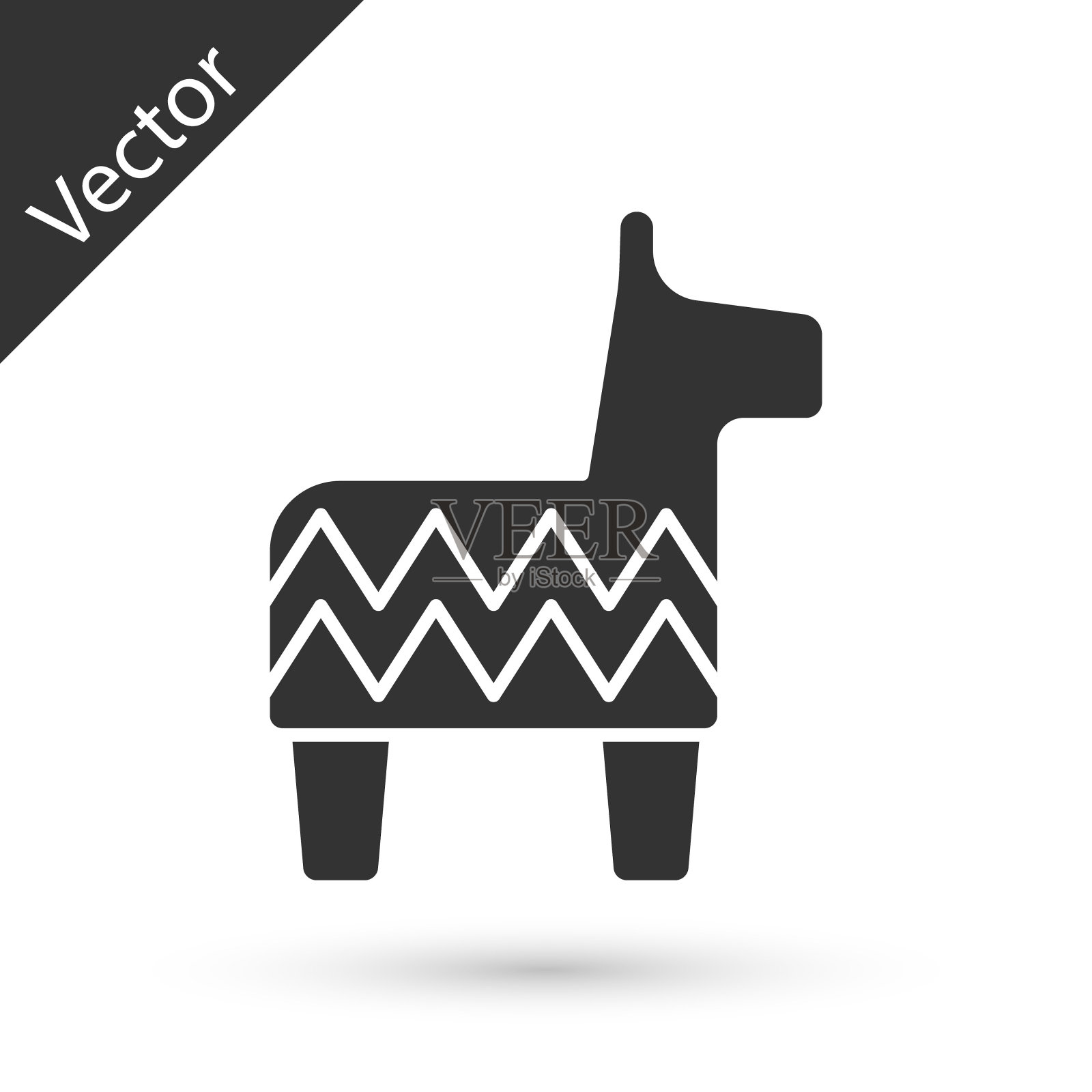 灰色皮纳塔图标孤立在白色背景。墨西哥传统的生日玩具。向量插画图片素材