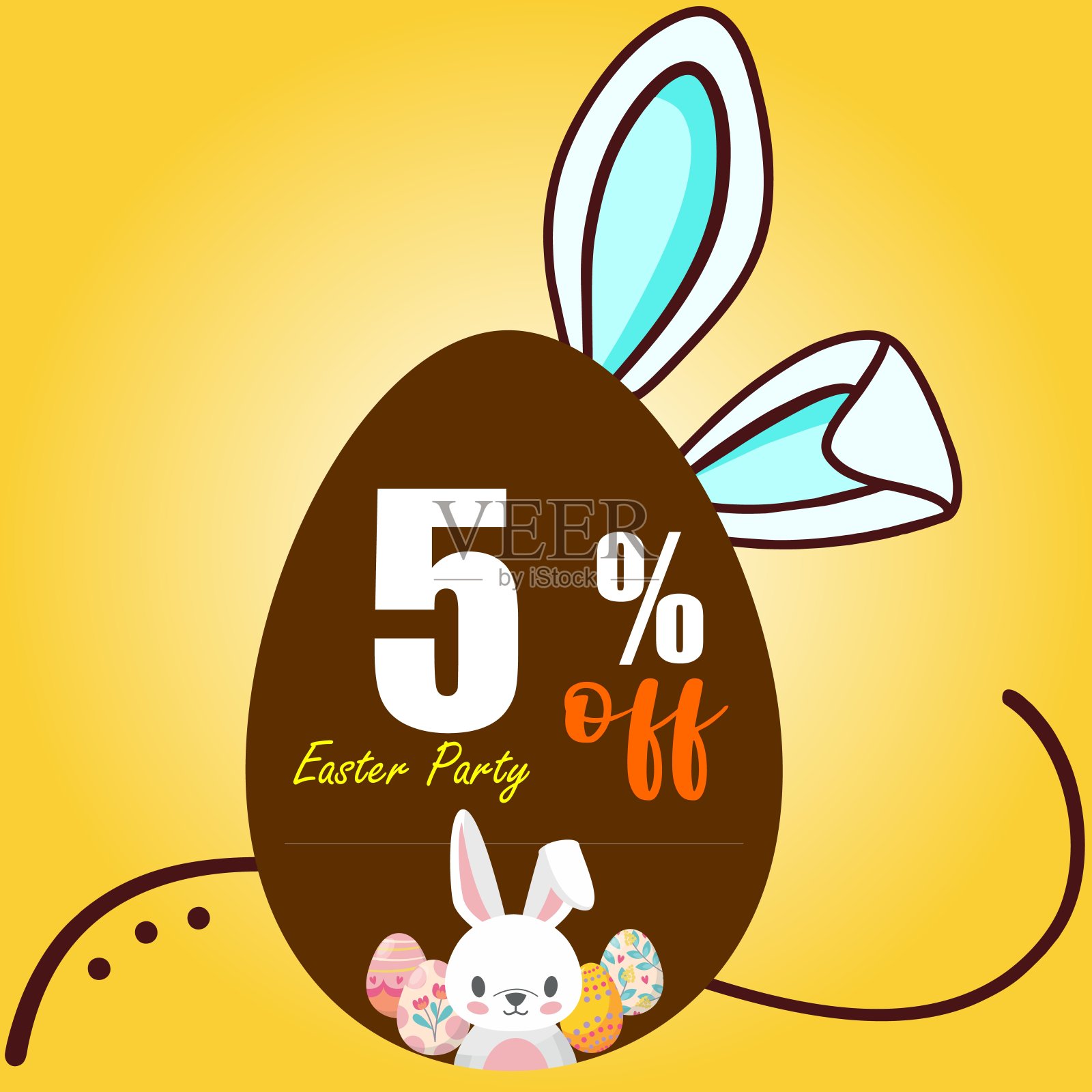 复活节派对彩蛋折扣复活节兔子彩蛋插画图片素材