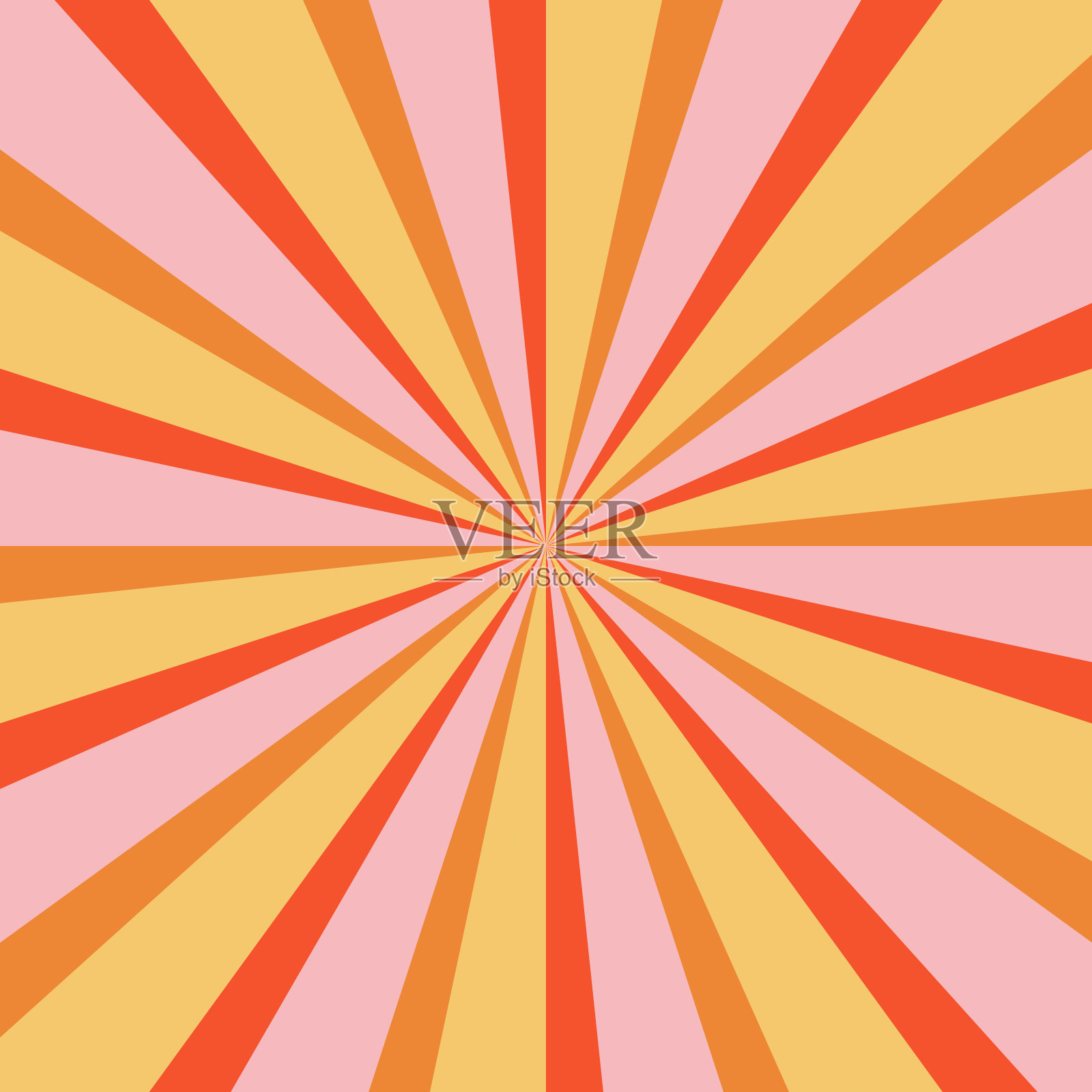 Groovy复古爆发太阳射线背景。复古彩色抽象几何图案。矢量夏季嬉皮嘉年华海报，传单，贺卡，横幅插图。插画图片素材