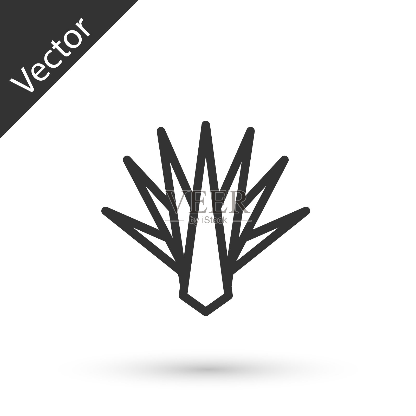 灰色线龙舌兰图标孤立在白色背景。传统的墨西哥植物。向量插画图片素材