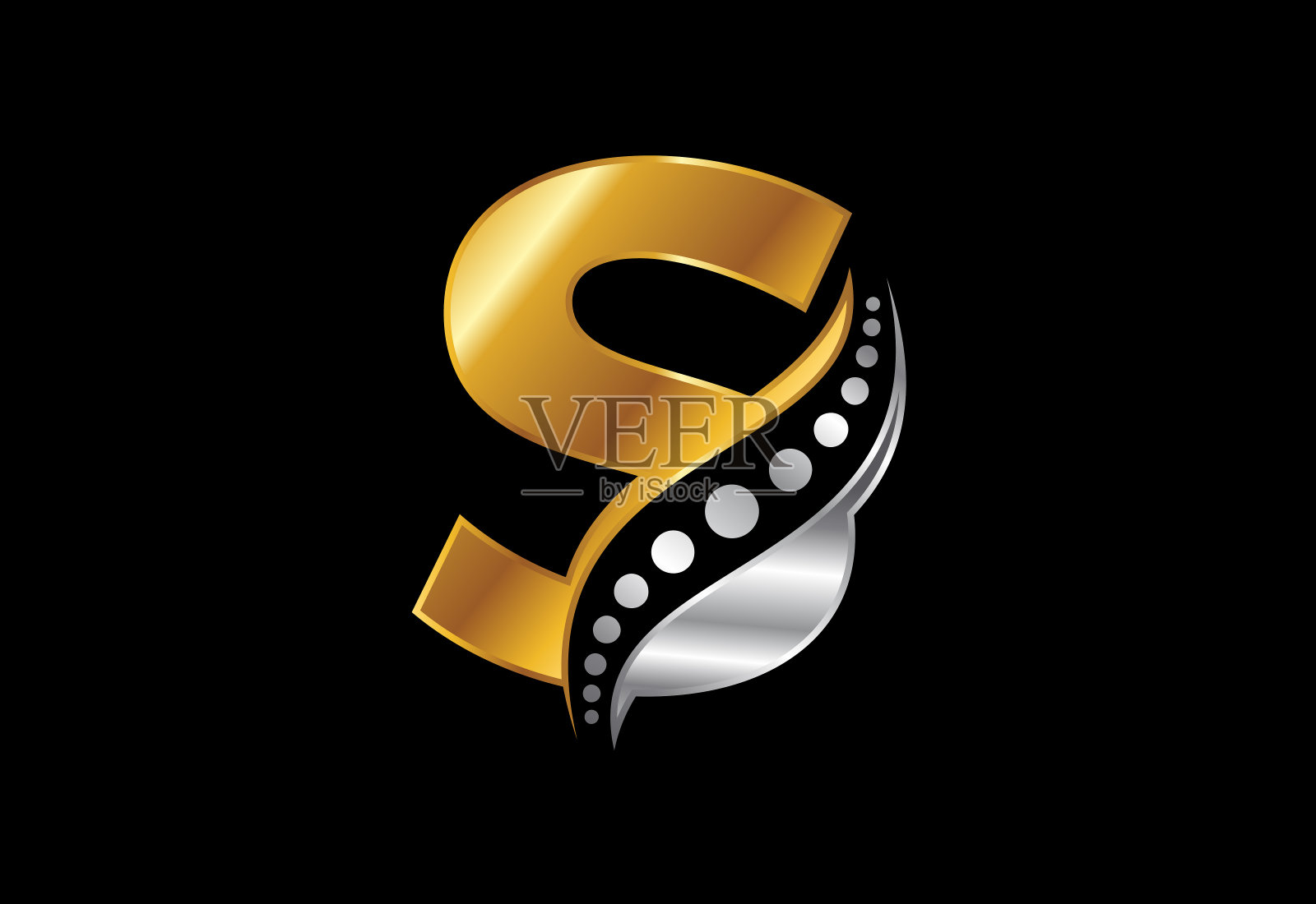 首字母S字母字母与脊椎指压标志。脊椎护理图标。字体标志。插画图片素材