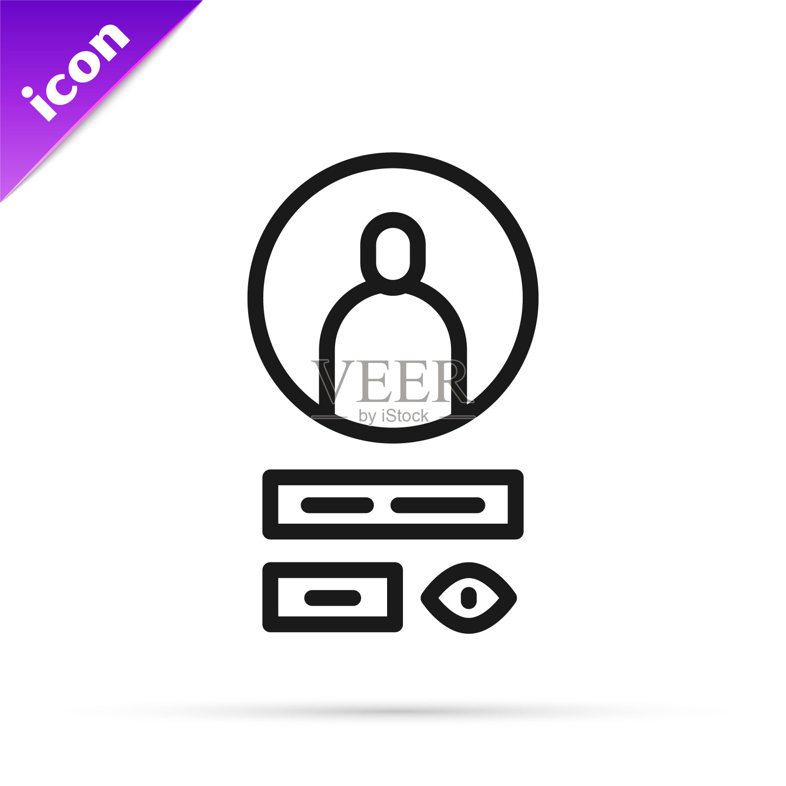 黑线创建隔离在白色背景上的帐户屏幕图标。矢量图图标素材