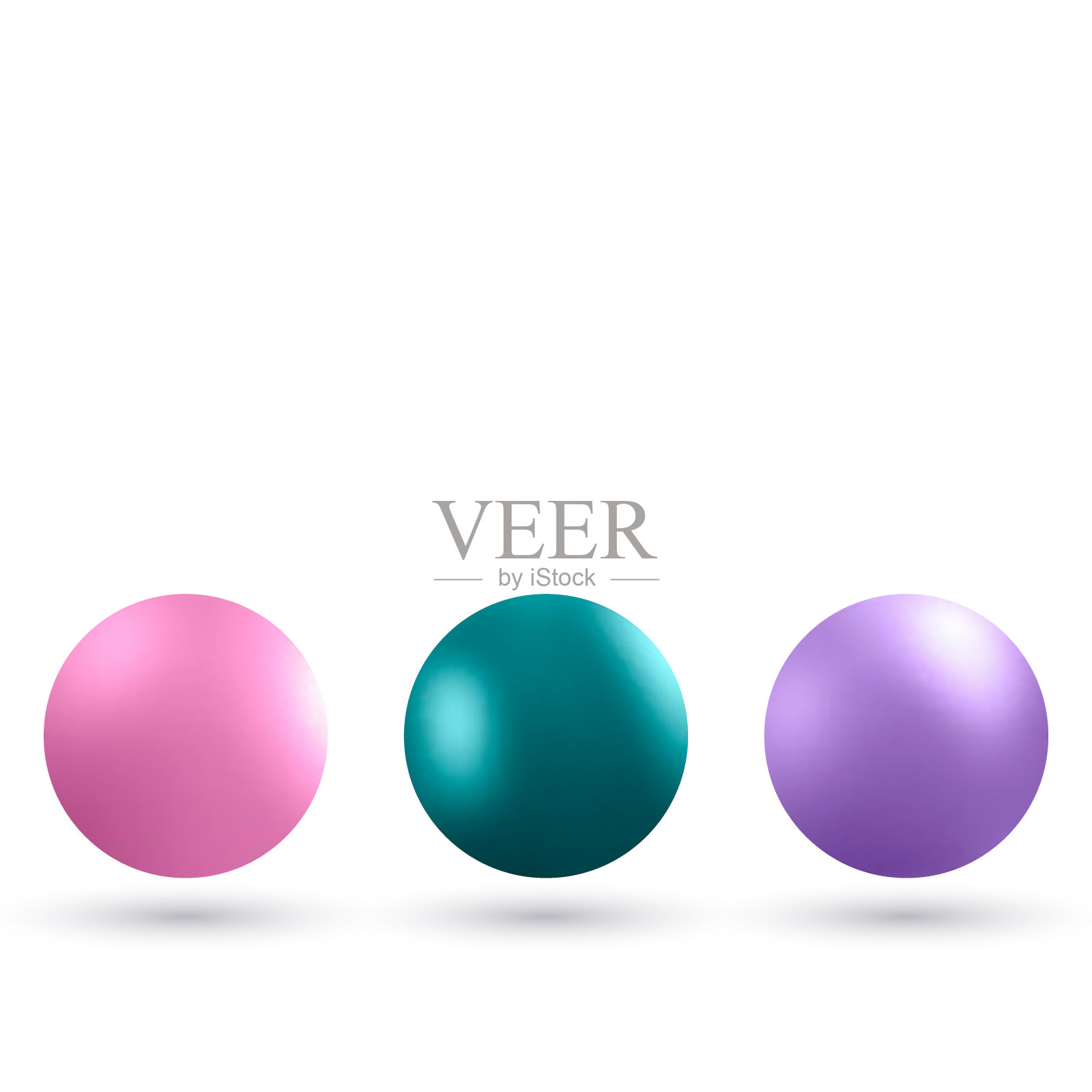 一套现实的珍珠，不同的颜色孤立在白色背景。3 d演示。每股收益10插画图片素材