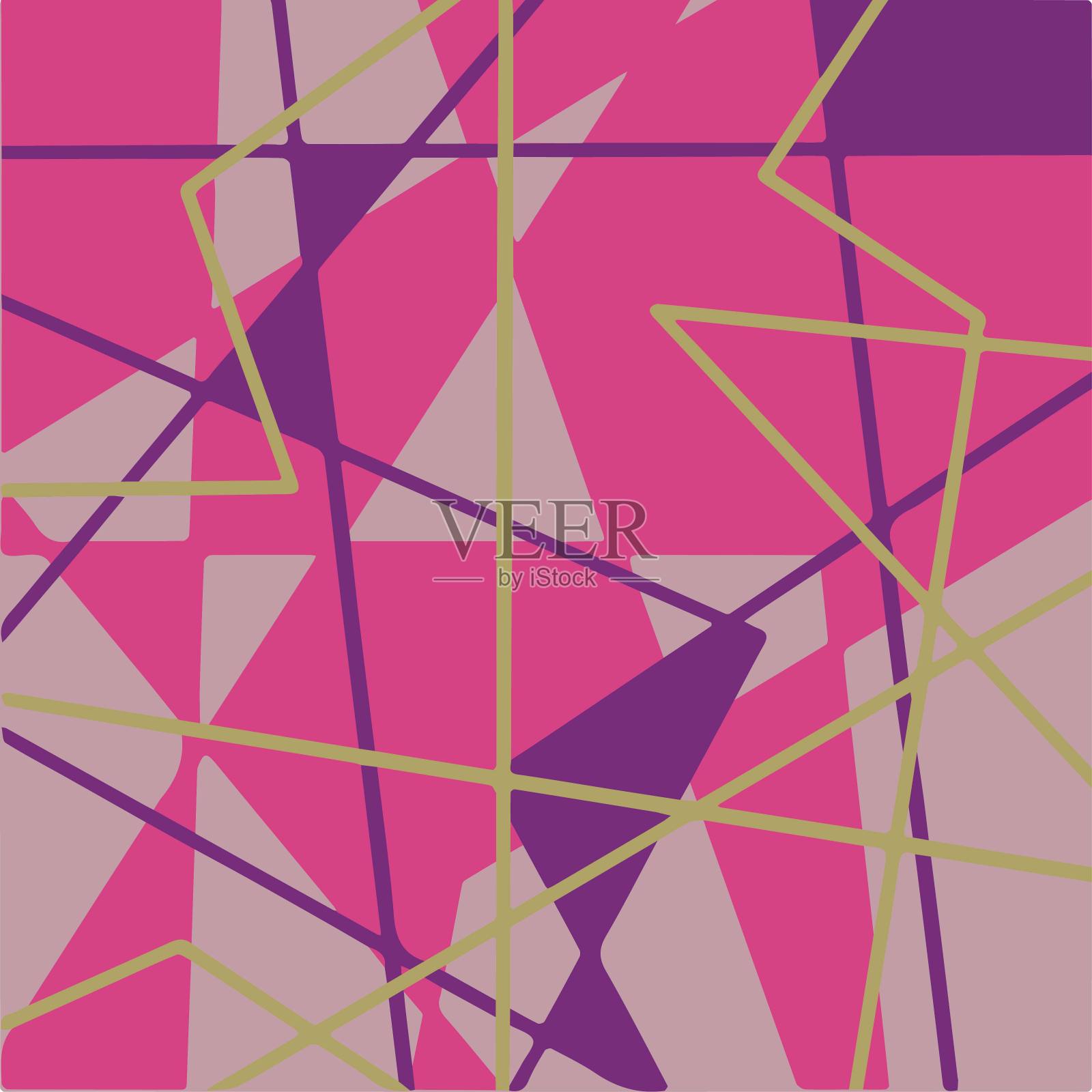 暖粉柔和色线艺术黄紫色抽象简单插画图片素材