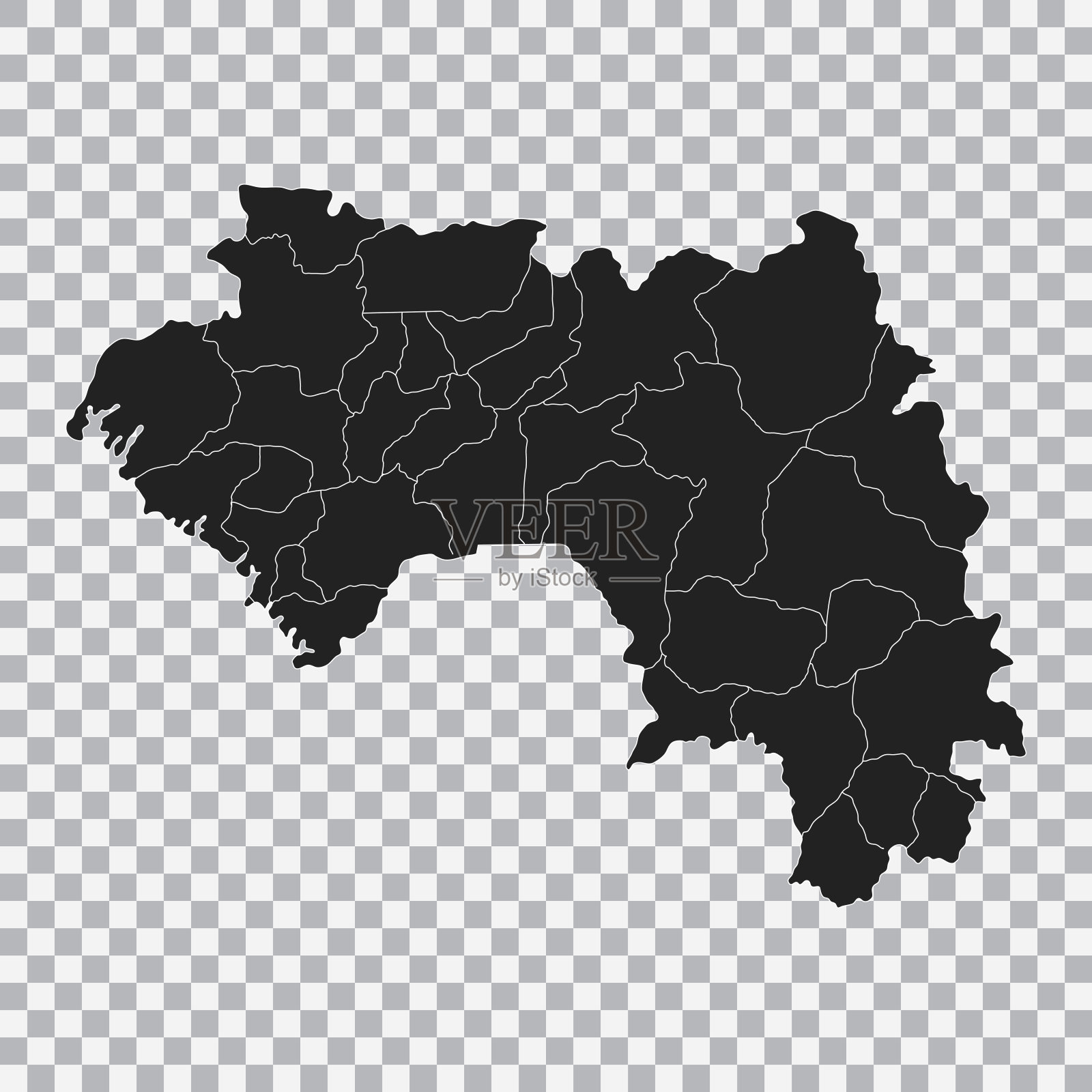 几内亚的政治地图孤立在透明的背景。向量。插画图片素材