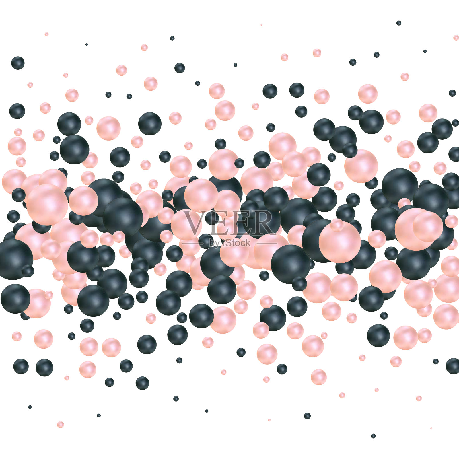 彩色的珍珠。抽象向量背景。节日的模板。粉红色和黑色的球。每股收益10插画图片素材
