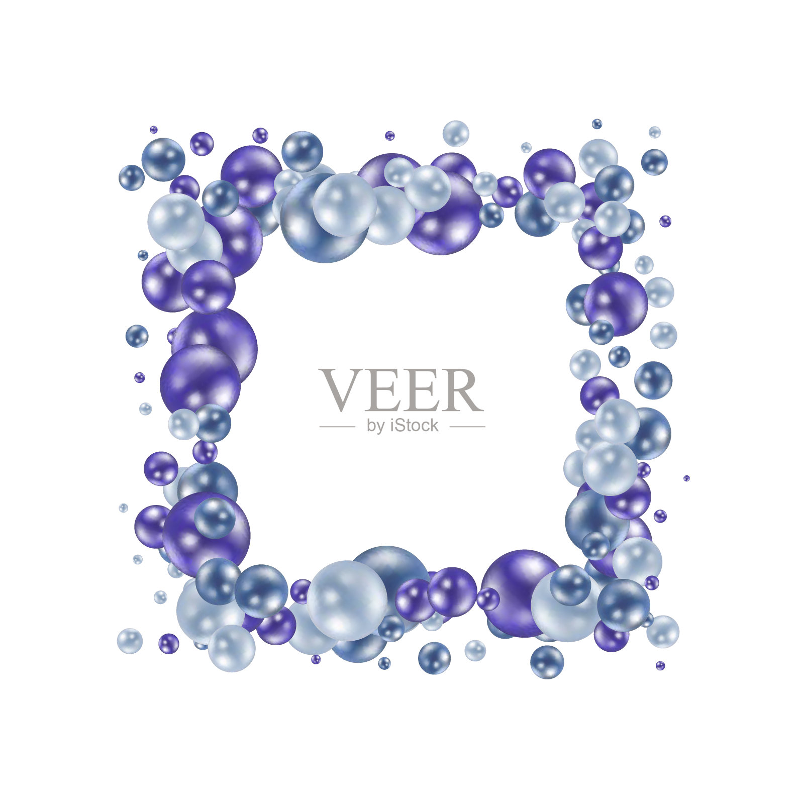 背景与渲染3d彩色球。圆球几何物体，珍珠由金属和塑料制成。模板与社交媒体故事，社交网络。矢量插图。蓝色的框架。每股收益10插画图片素材