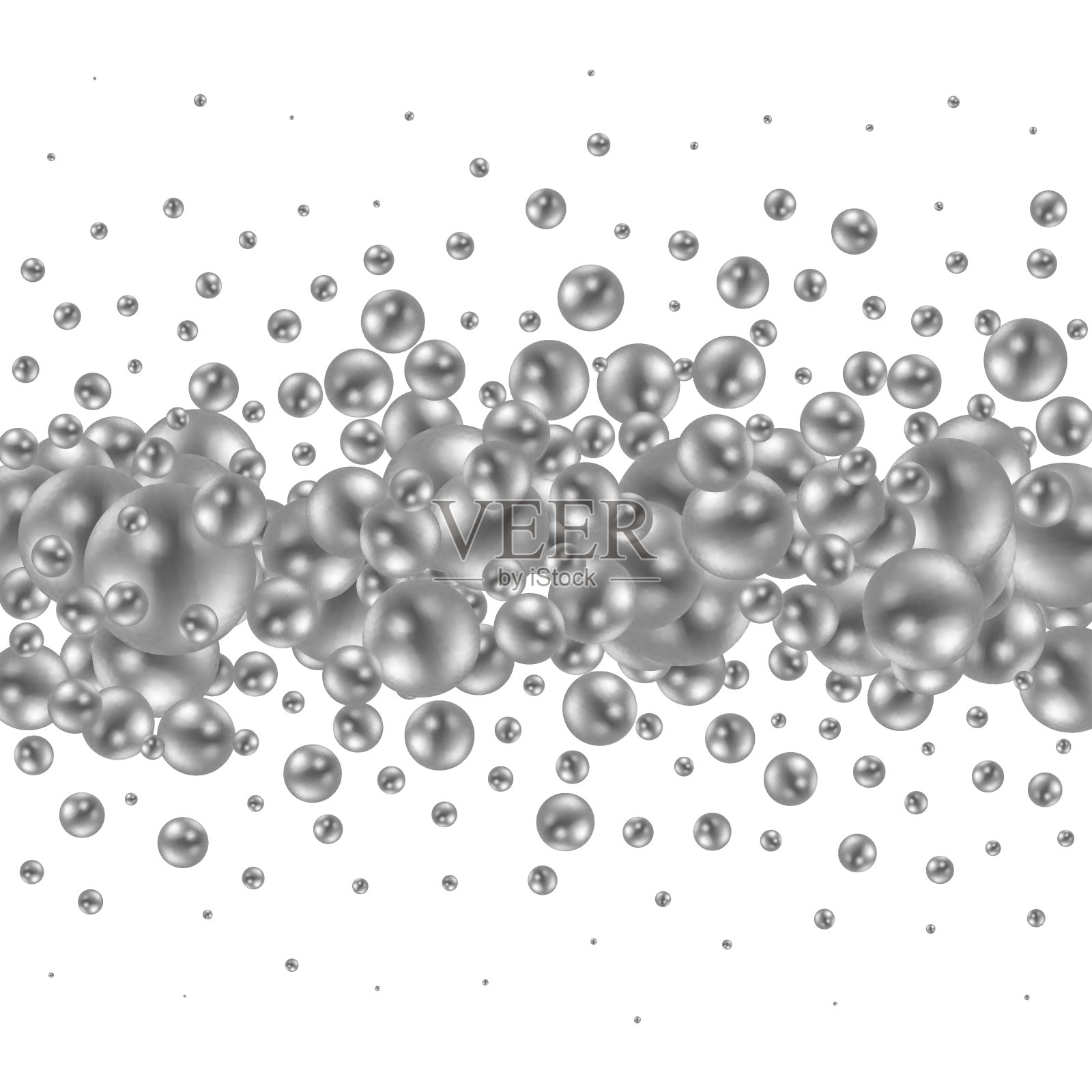 银色光泽球与阴影。珍珠。抽象的图形背景。每股收益10插画图片素材