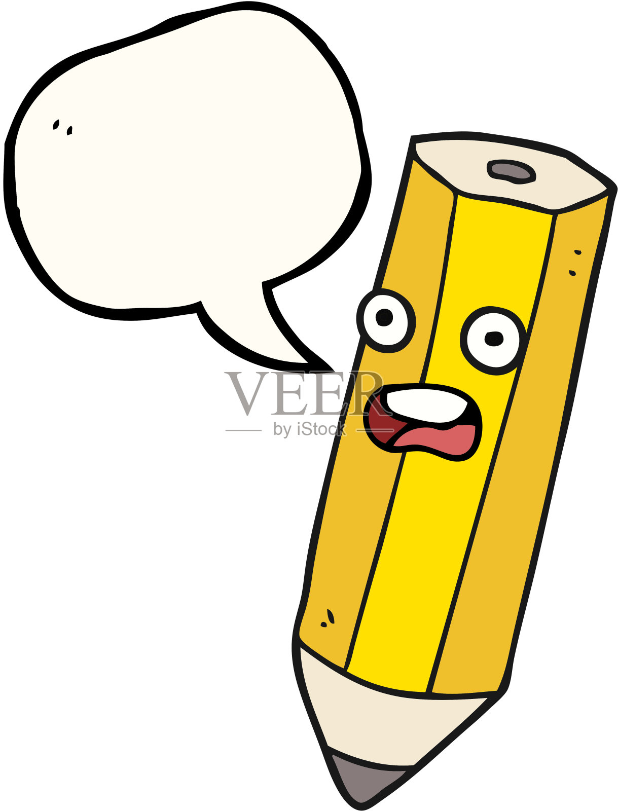 快乐写意演讲泡泡卡通铅笔插画图片素材