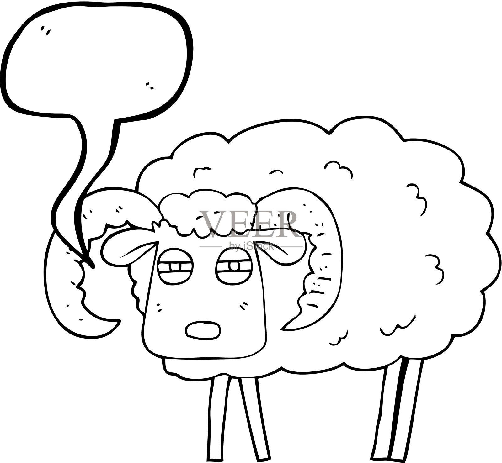 徒手画言语泡泡卡通公羊满身泥插画图片素材