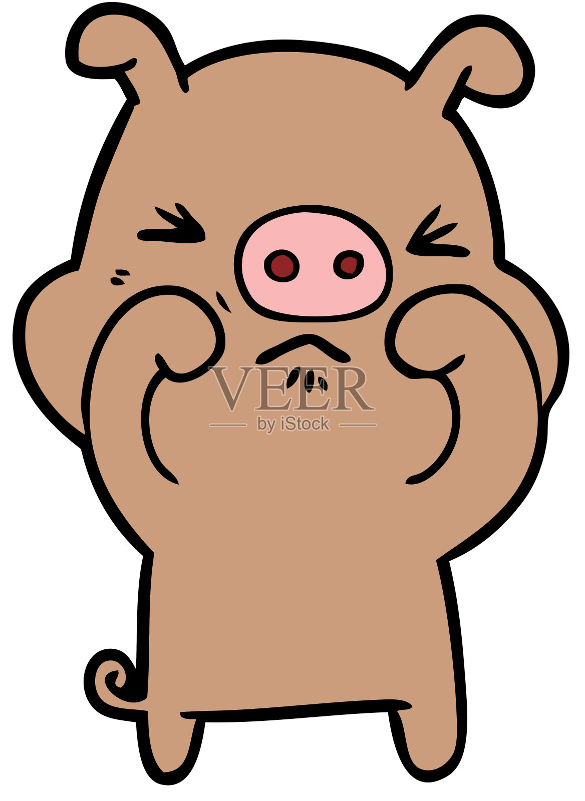 卡通不爽猪插画图片素材