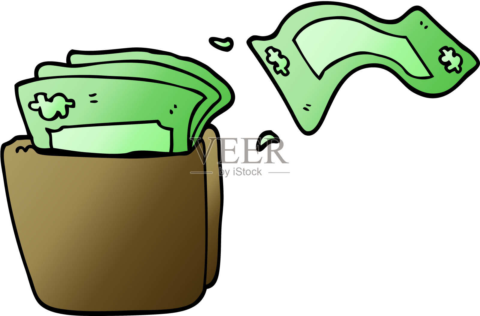 卡通涂鸦钱包里装满了钱插画图片素材