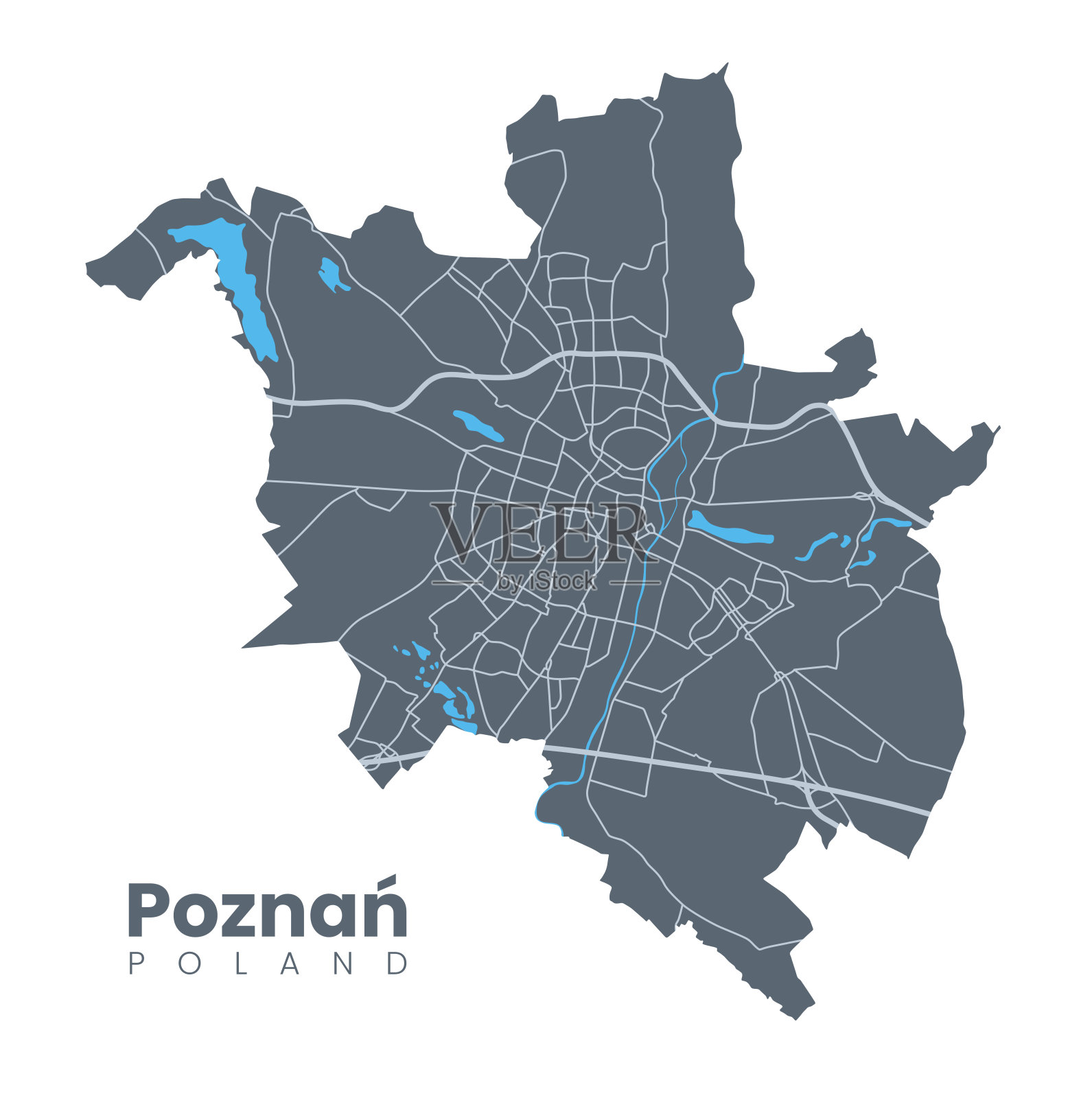 Poznań, Poland - City map插画图片素材