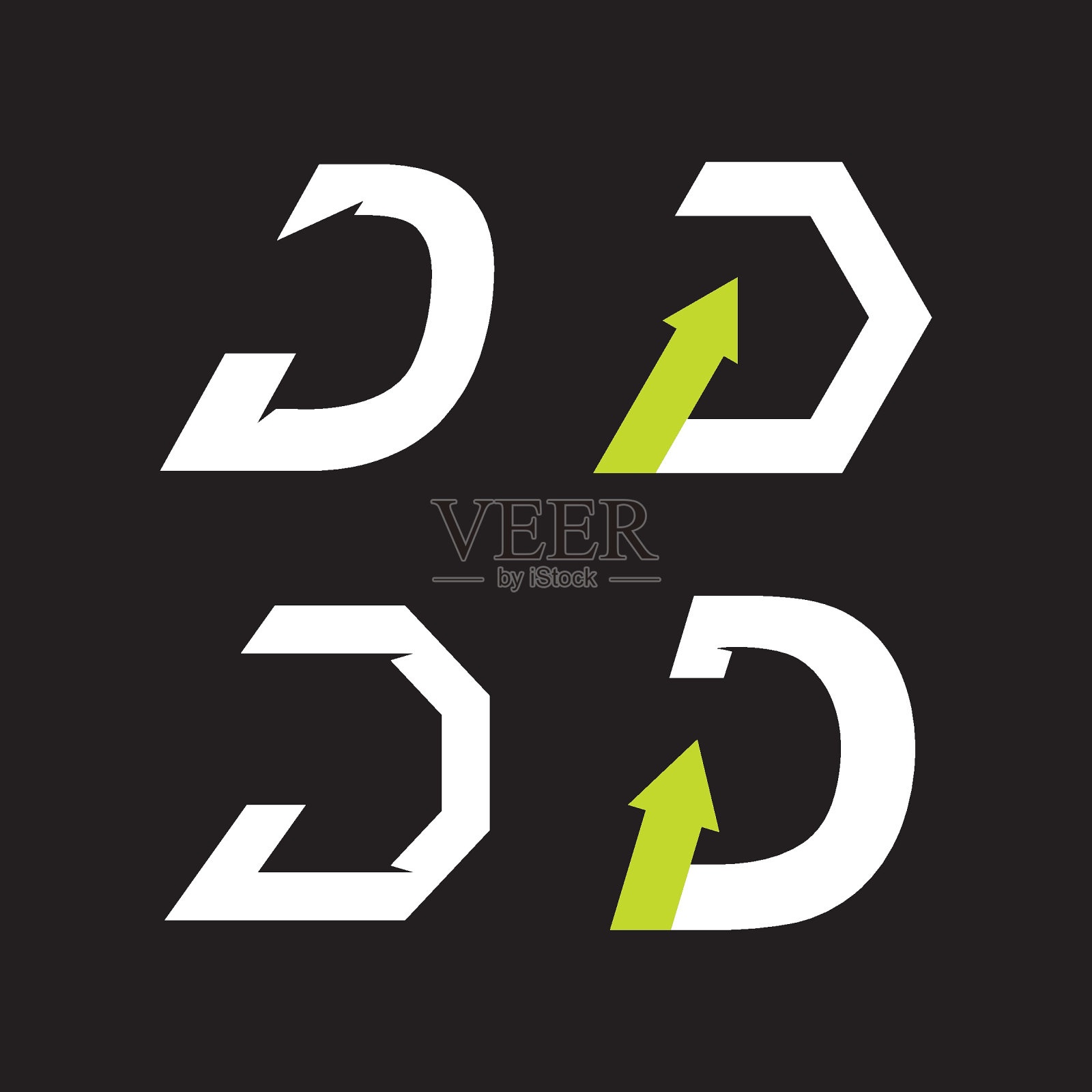 带箭头的字母D专业Logo图标矢量图插画图片素材