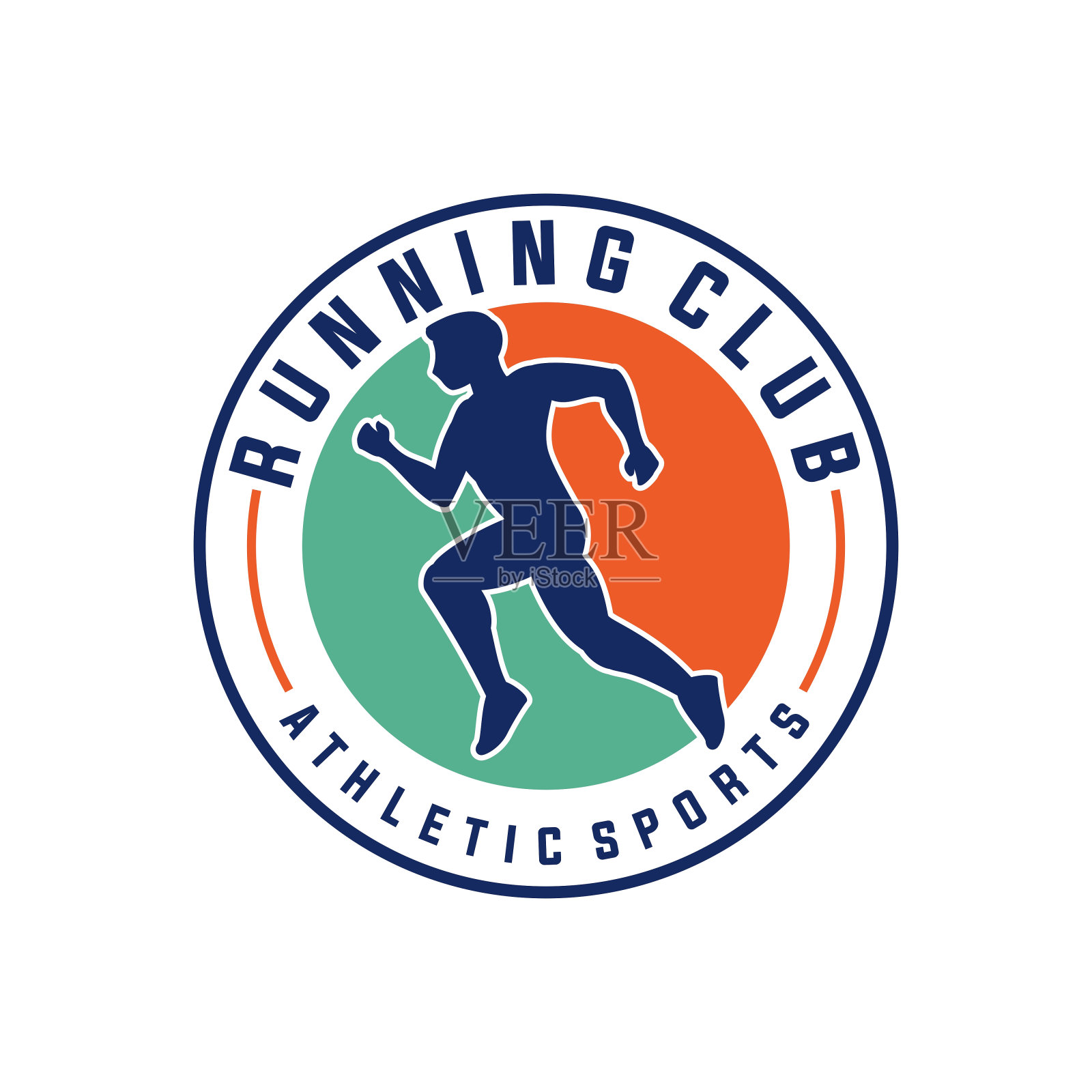 创意跑人矢量插图。运动图形孤立在白色背景。插画图片素材