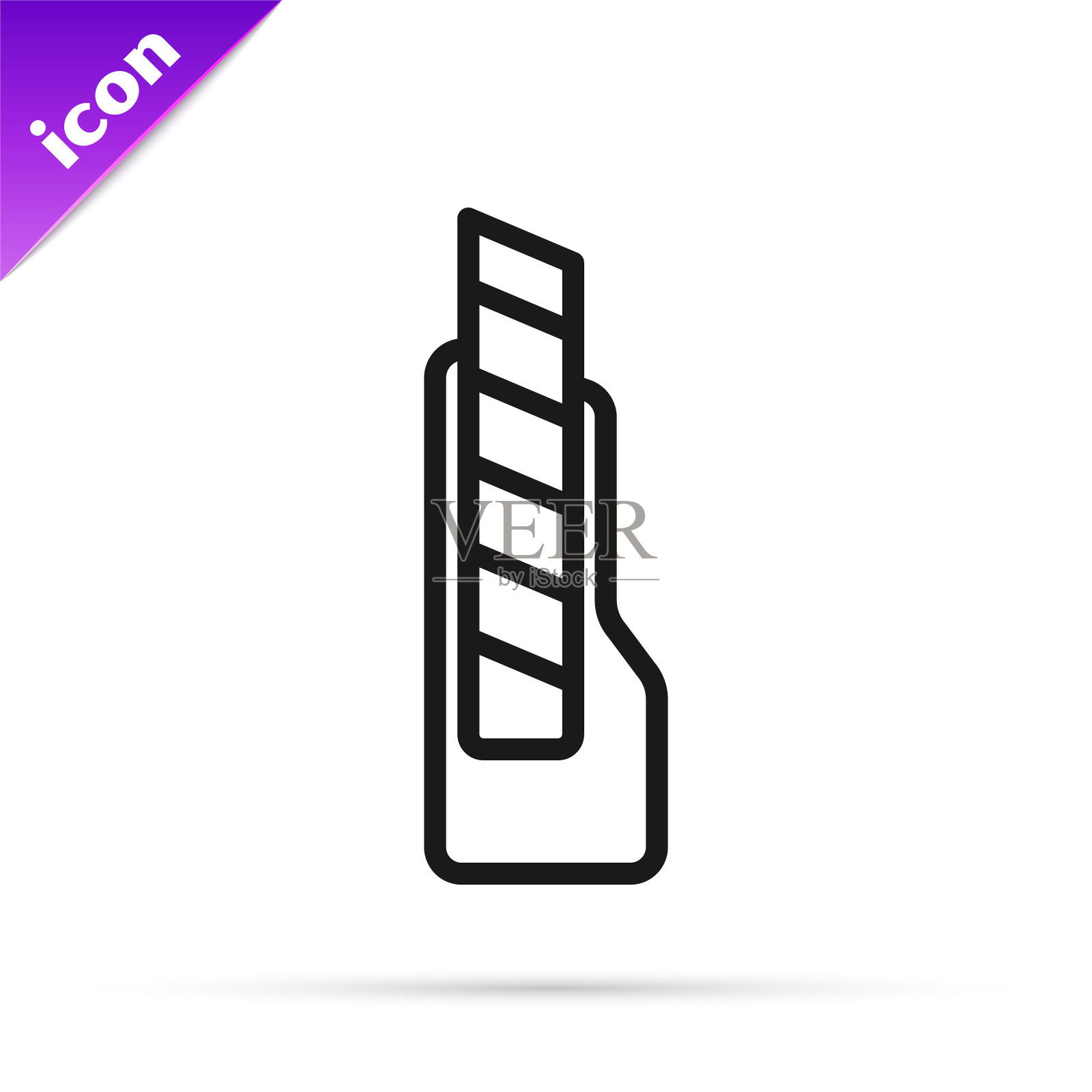 黑线文具刀图标孤立在白色背景。办公室裁纸刀。向量图标素材