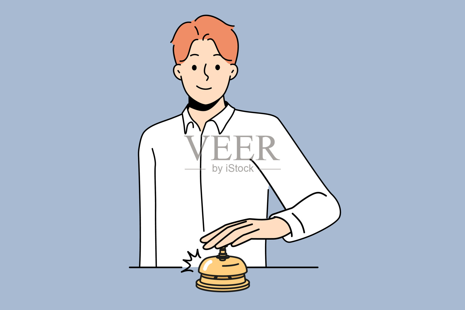 微笑的男人在前台摇铃插画图片素材