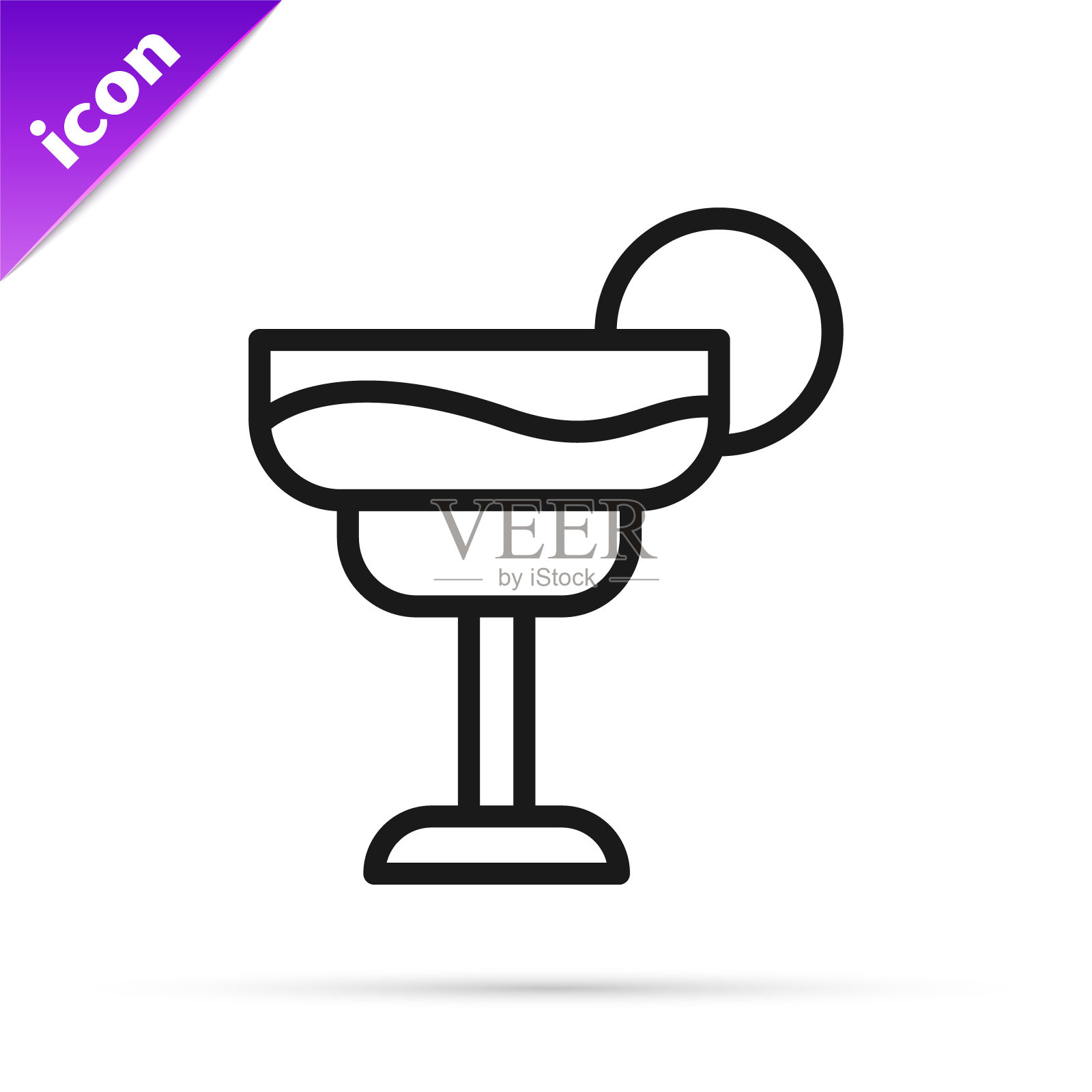 黑线鸡尾酒和酒精饮料图标隔离在白色背景上。向量图标素材