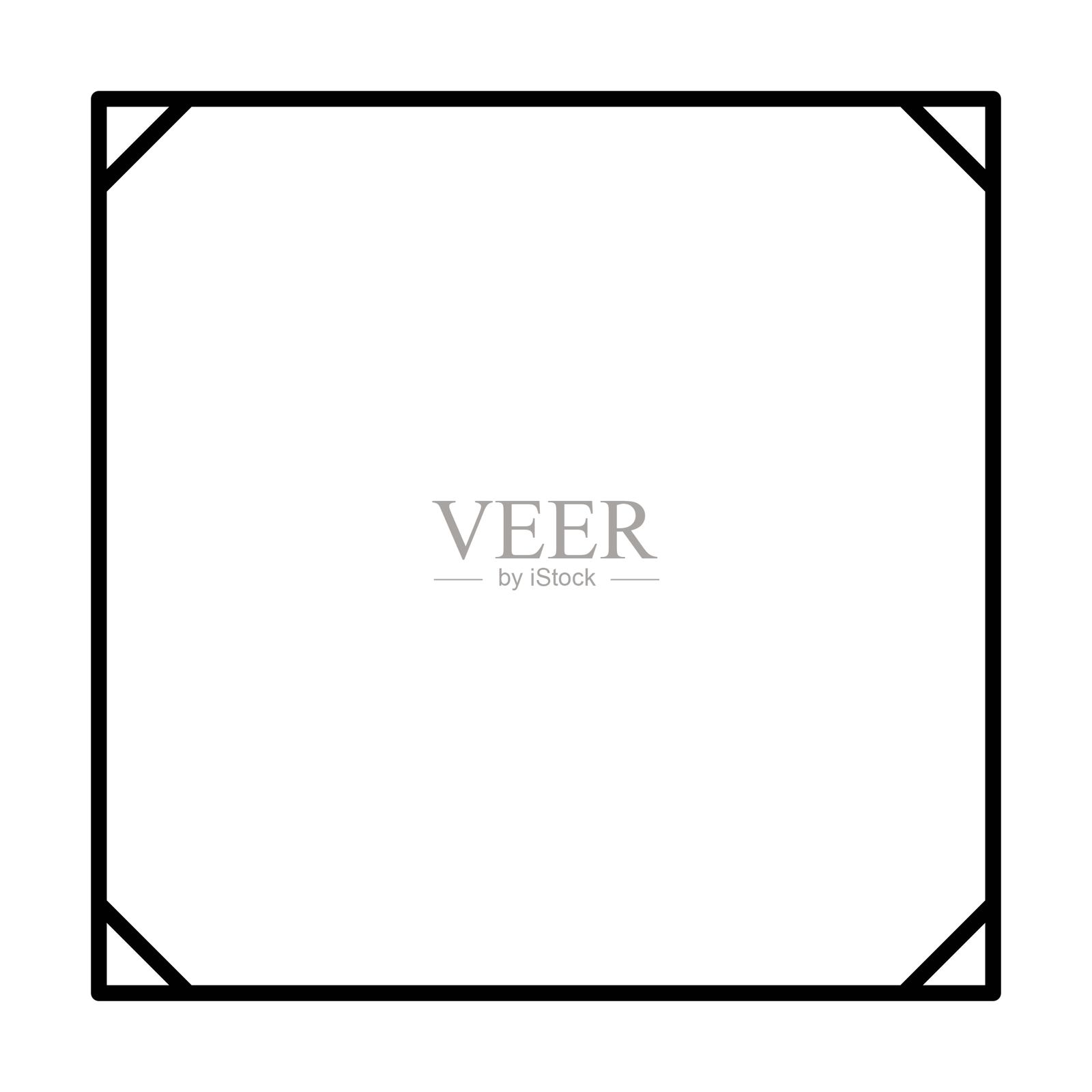 方形框架形状图标，垂直装饰复古边界涂鸦元素为简单的横幅设计插画图片素材