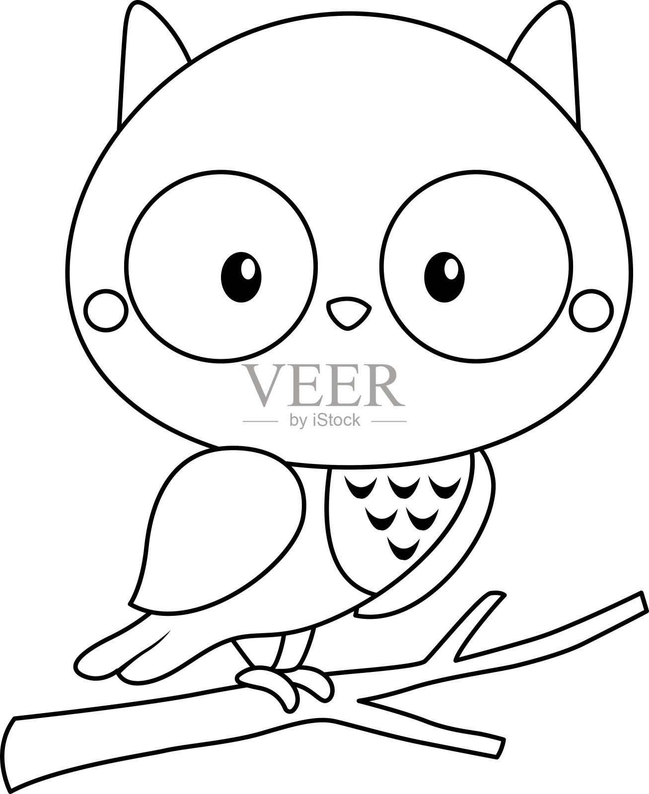 黑白相间的猫头鹰插画图片素材