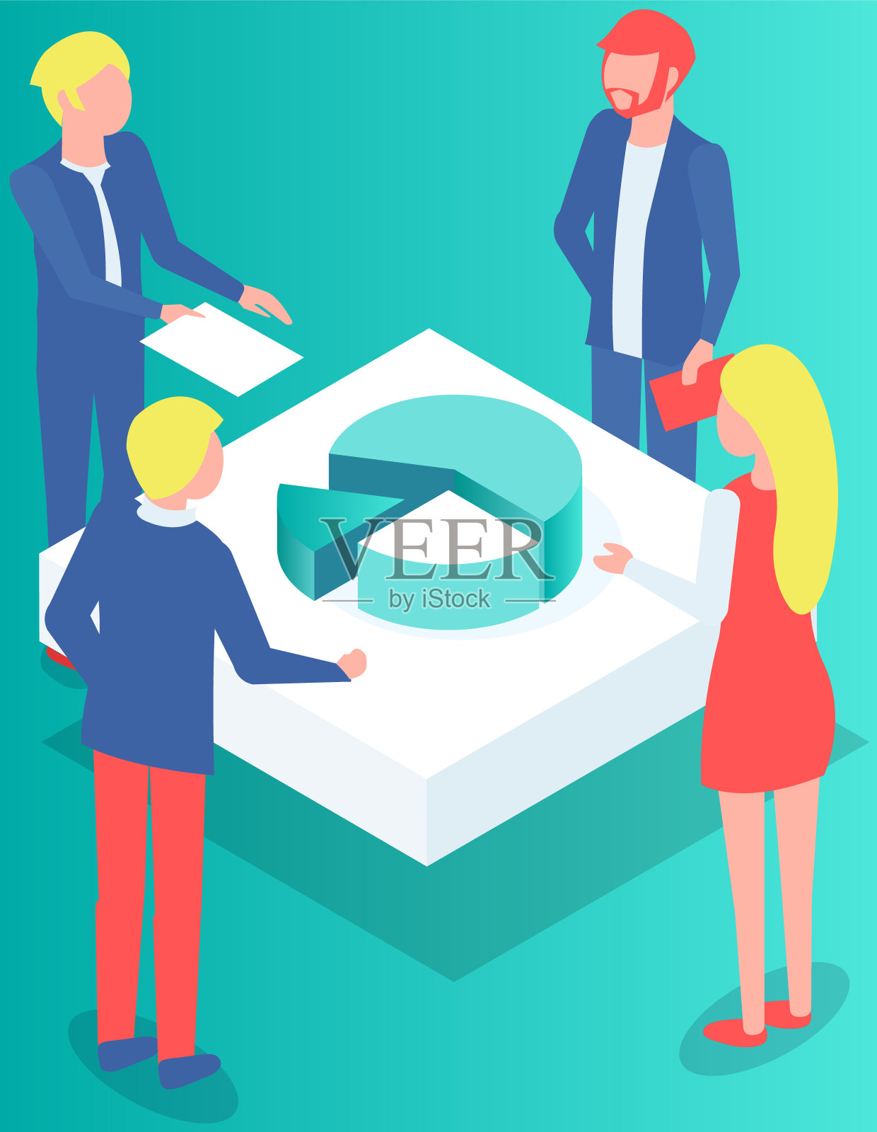 商务人士在讨论统计数据。统计分析专家团队插画图片素材