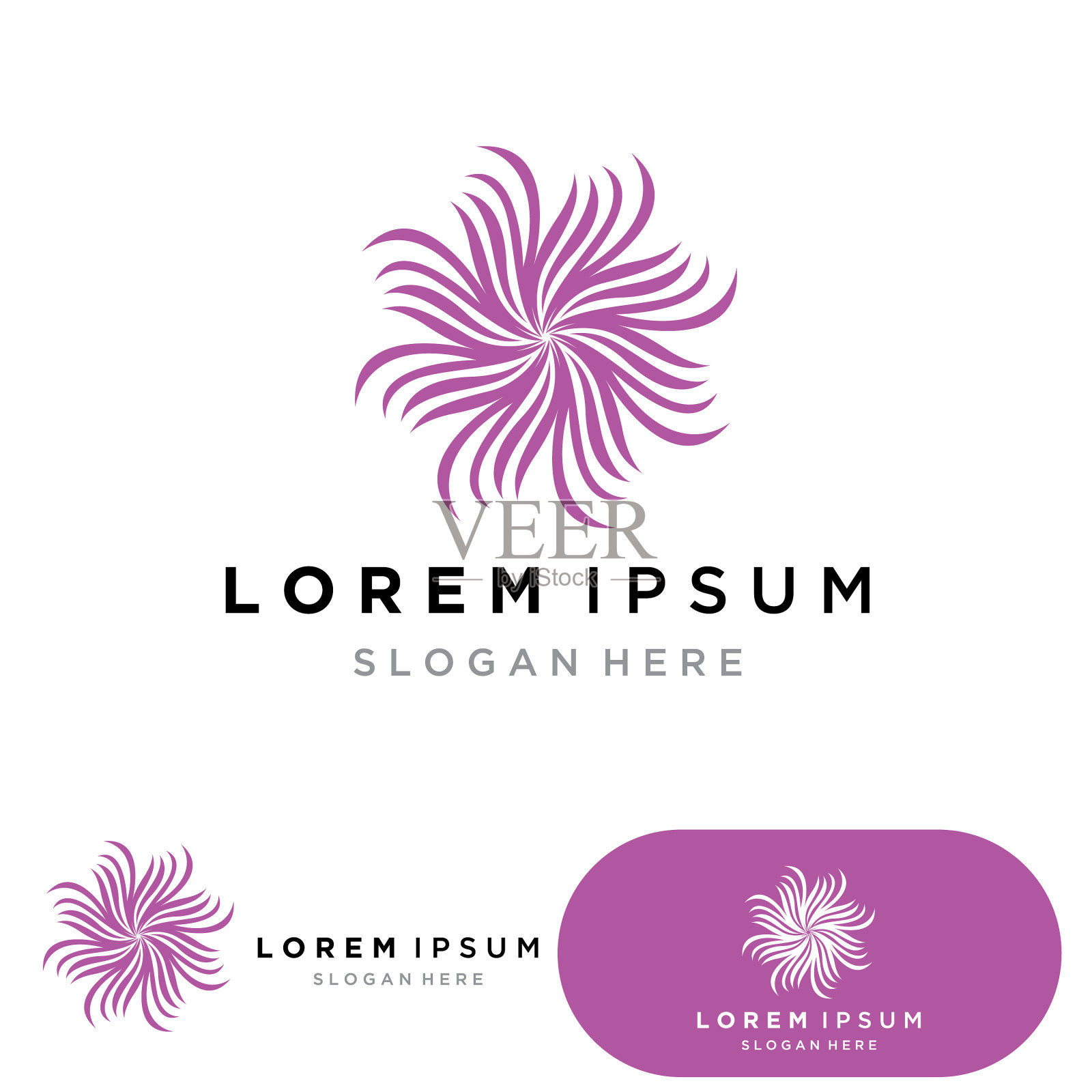 花卉标志花卉标志的圆形标志插画图片素材