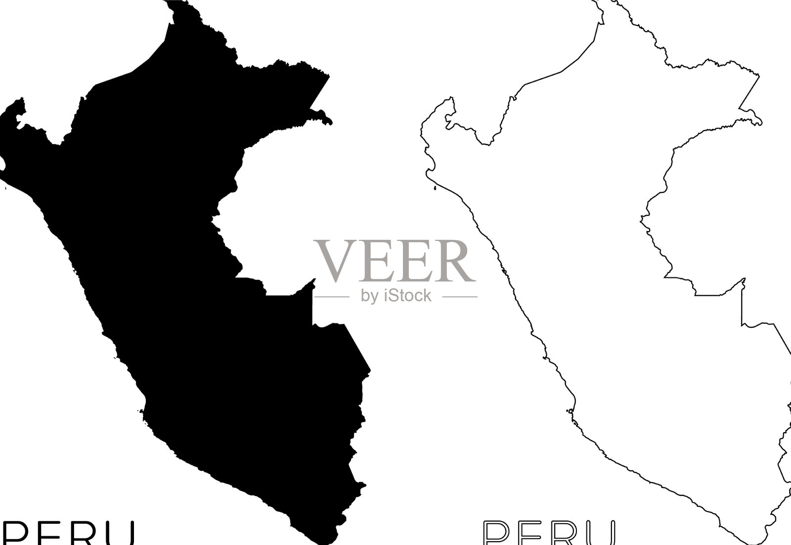 秘鲁地图剪影插画图片素材