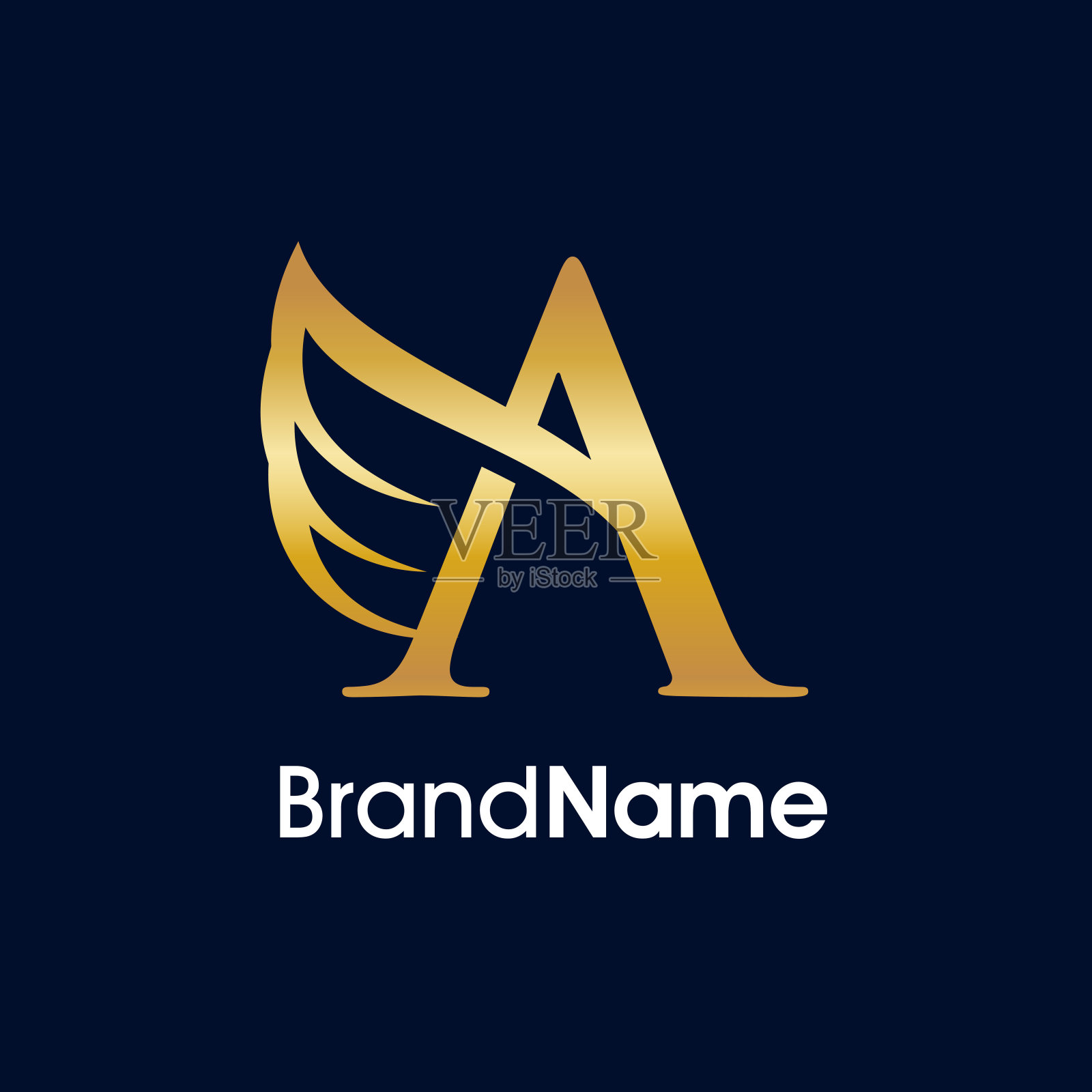 优雅的首字母A翼标志插画图片素材