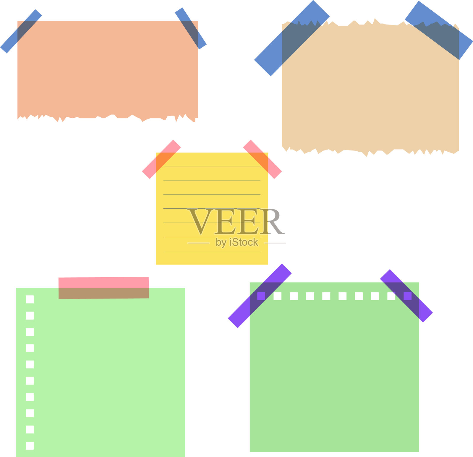 撕破的纸或撕破的纸和笔记本纸插画图片素材