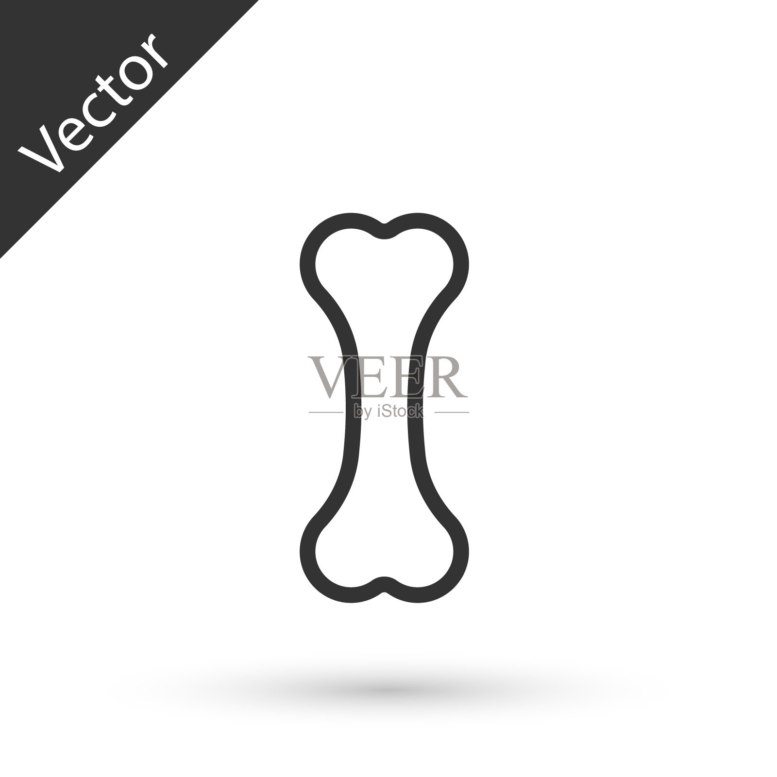 灰线狗骨图标孤立在白色背景。宠物食品符号。向量插画图片素材