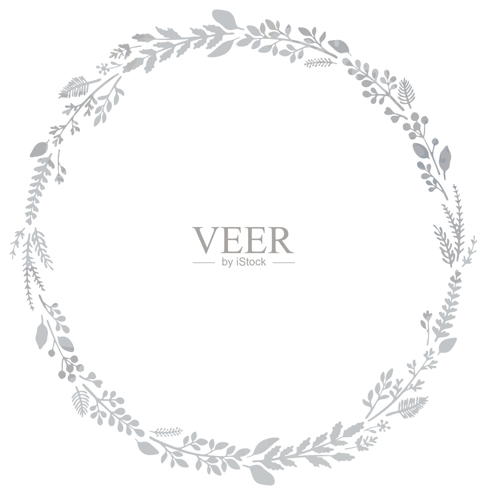 花和植物银花环框架矢量材料插画图片素材