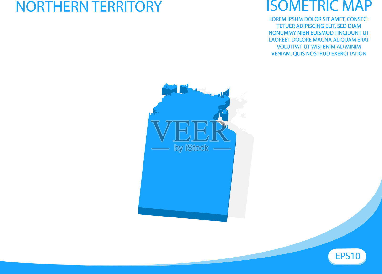 北领地现代矢量等距蓝色地图。元素白色背景的概念图易于编辑和自定义。每股收益10插画图片素材