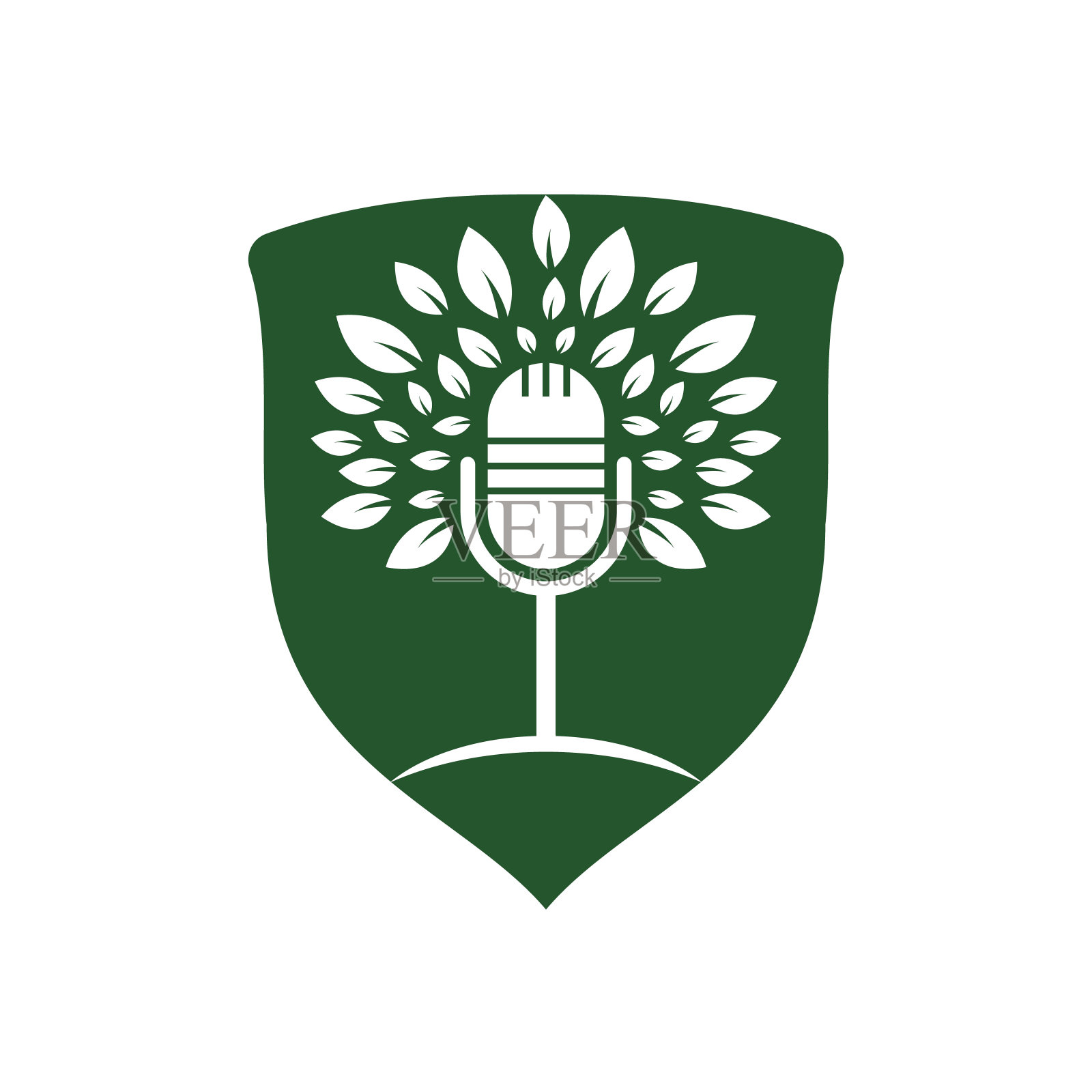 生态播客矢量标志设计。自然谈话标志概念。插画图片素材