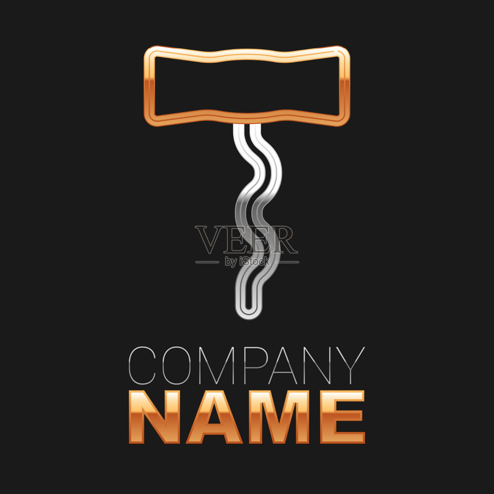 线酒开瓶器图标孤立在黑色上插画图片素材